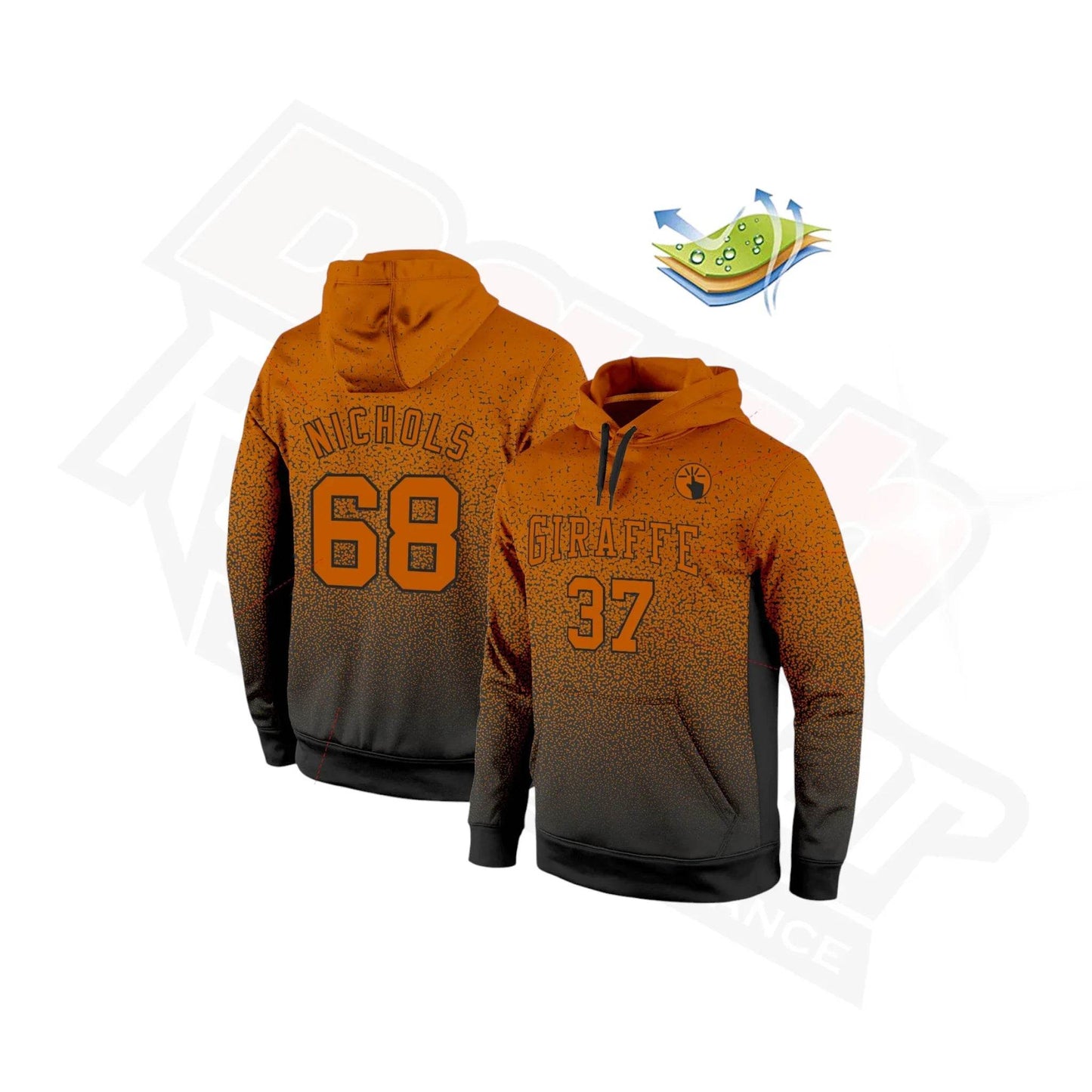 Custom Texas Orange & Black Fade Sports Hoodie - Dash Racegear