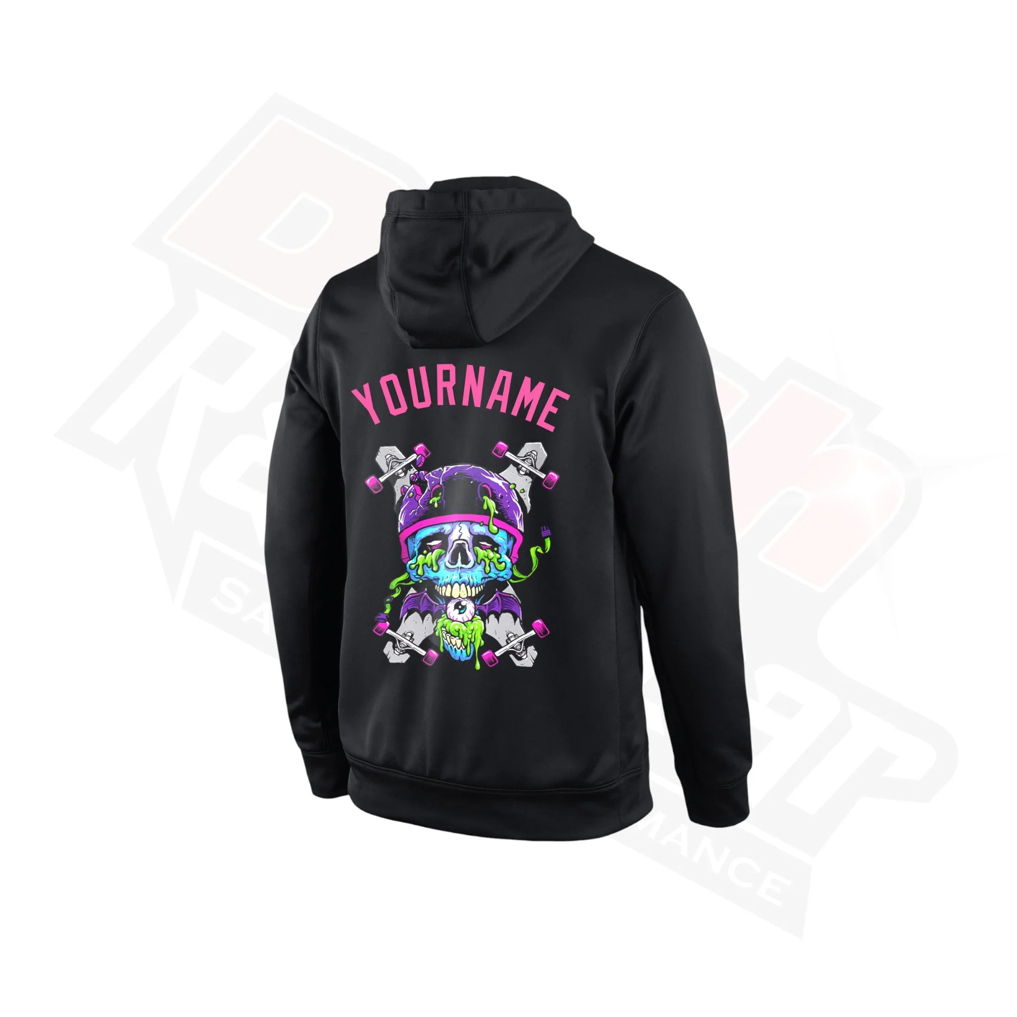 Edgy Black and Pink-Light Blue 3D Skull Custom Sports Hoodie