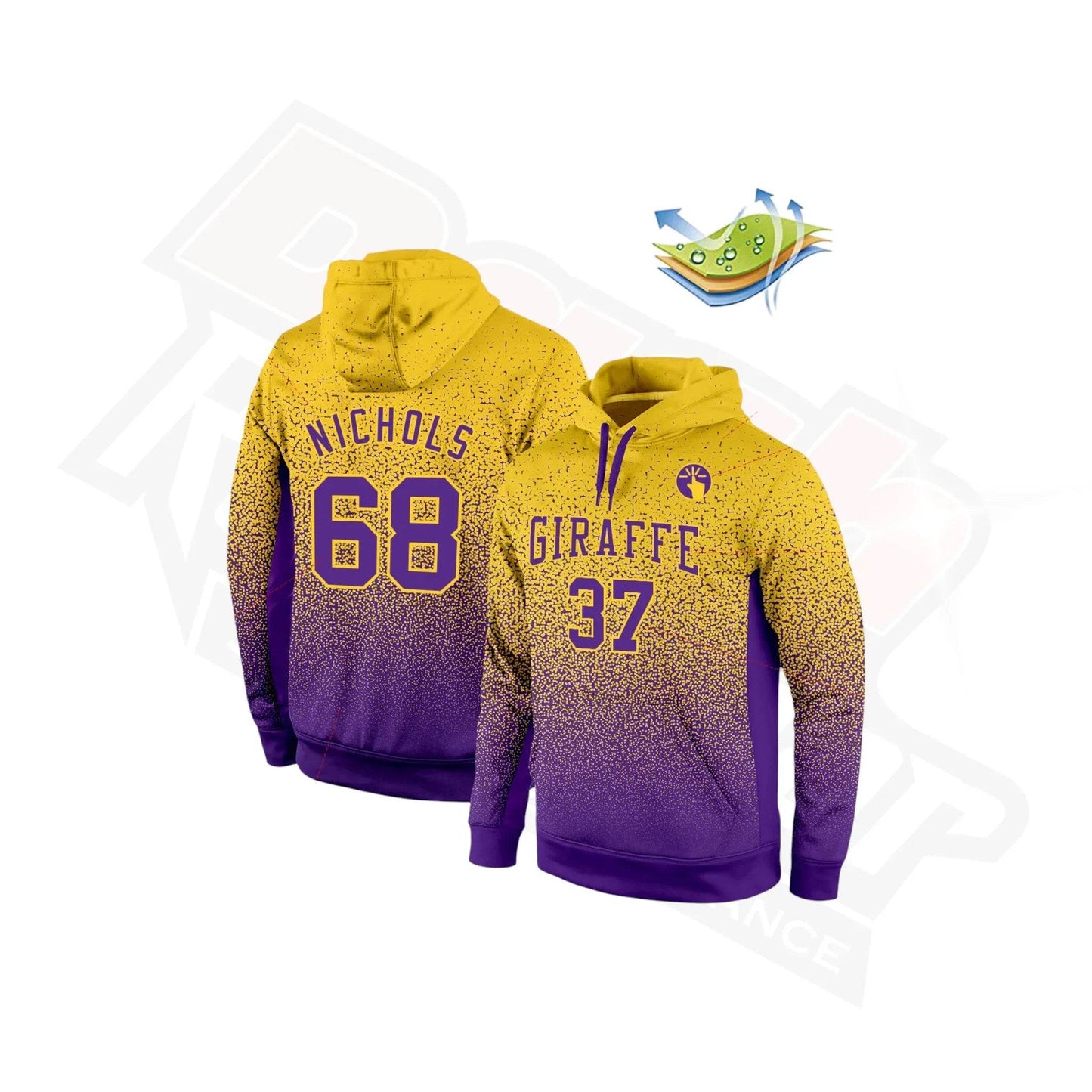Exclusive Gold & Purple Fade Custom Stitched Sports Hoodie - Dash Racegear