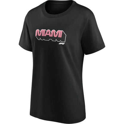 Formula 1 Miami Wordmark Graphic Womens T-Shirt Black - Dash Racegear