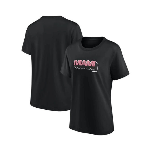 Formula 1 Miami Wordmark Graphic Womens T-Shirt Black - Dash Racegear