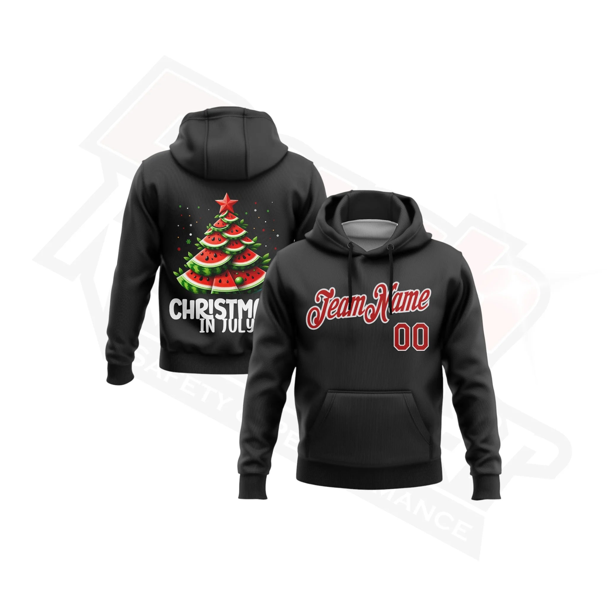 Funny 3D Christmas Hoodie in Black, Red & White