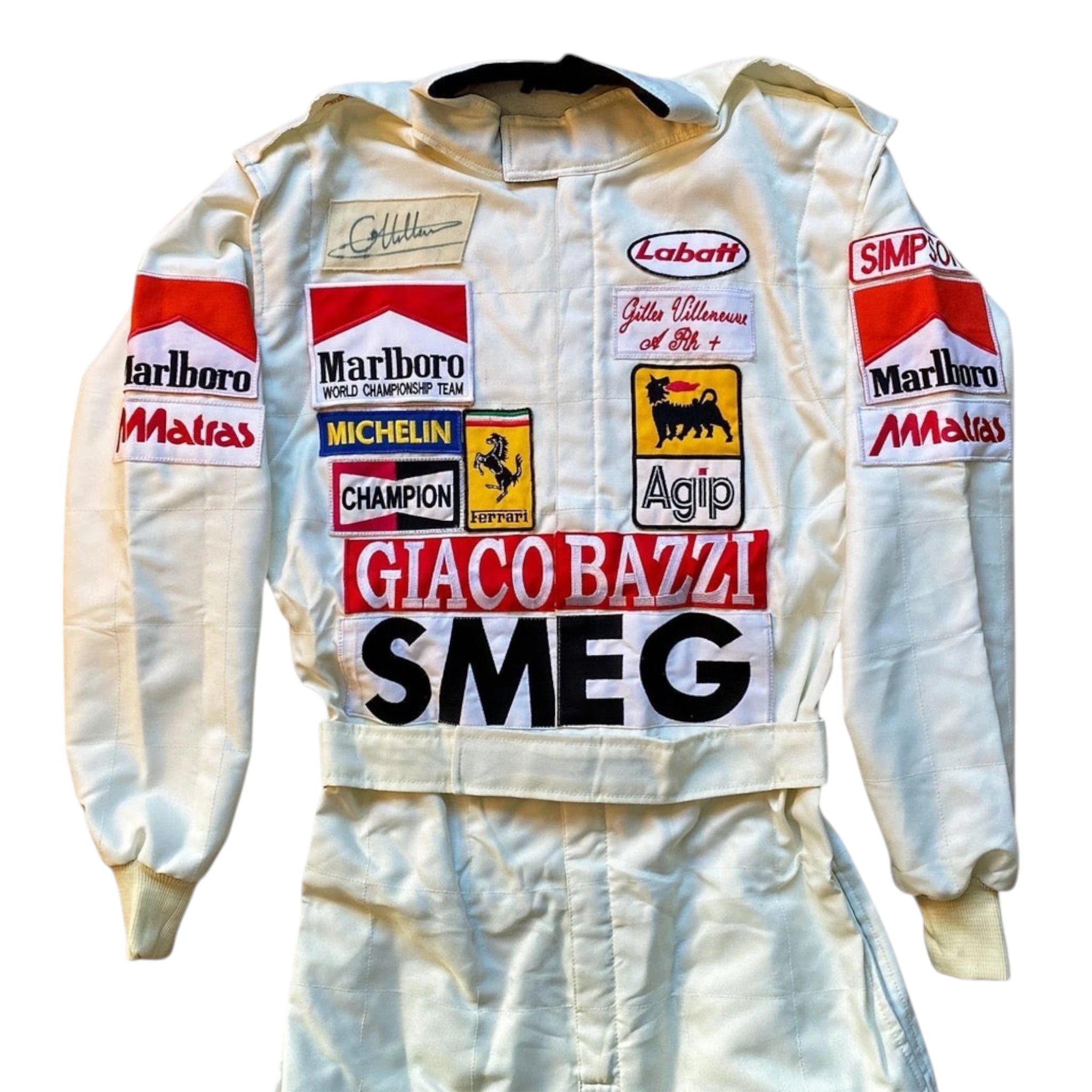 GILLES VILLENEUVE SIGNED Ferrari 1980 F1 REPLICA Race SUIT