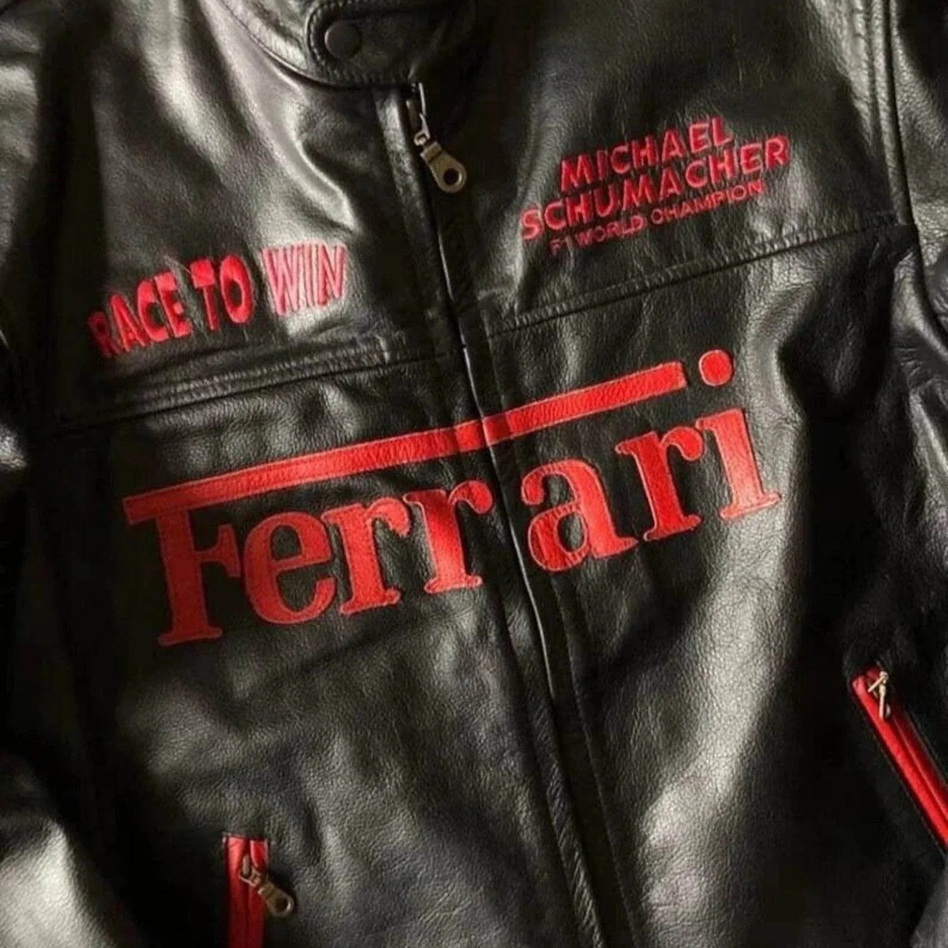 Genuine Cowhide Ferrari F1 Leather Jacket - Dash Racegear