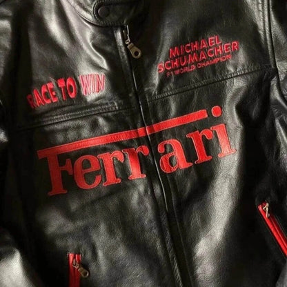 Genuine Cowhide Ferrari F1 Leather Jacket - Dash Racegear