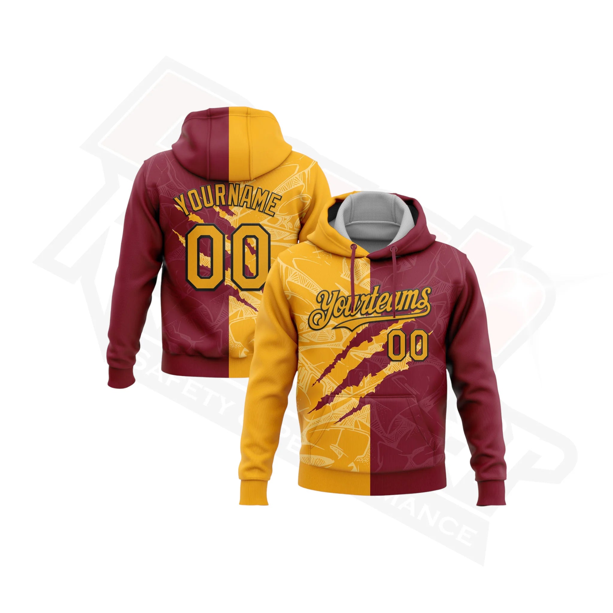 Gold & Crimson Graffiti 3D Scratch Sports Hoodie