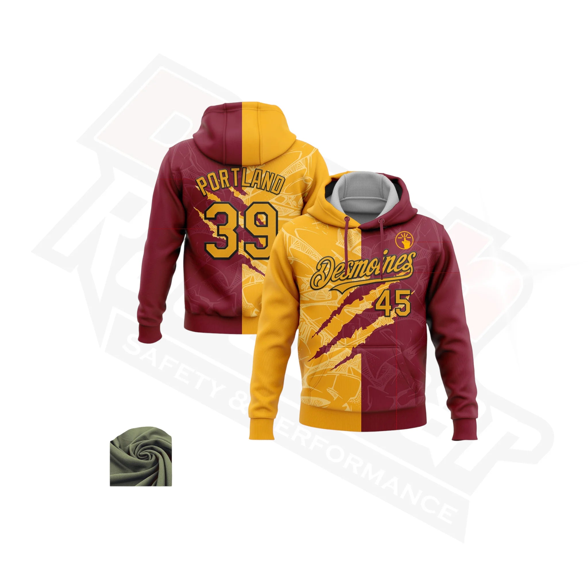 Gold & Crimson Graffiti 3D Scratch Sports Hoodie