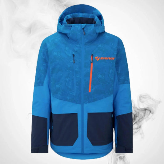 Ski Jacket Ziener Trivor Lady Padded Blue Foggy Print Dark Navy - 2023/24 - Dash Racegear