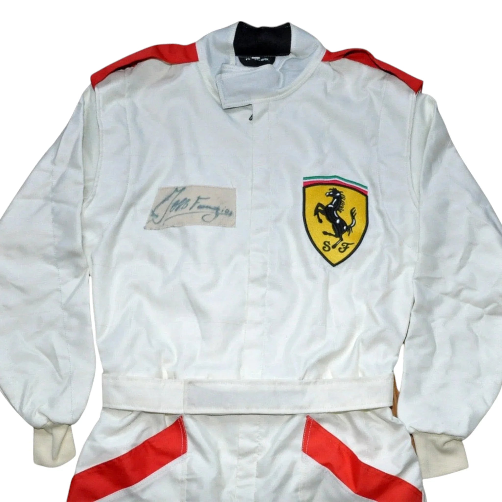 Juan Manuel Fangio SIGNED VINTAGE FERRARI F1 REPLICA Race SUIT - Dash Racegear