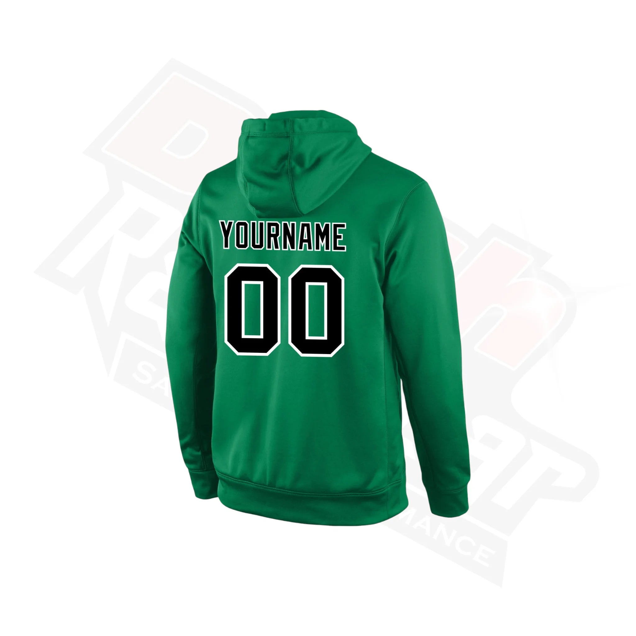 Kelly Green, Black & White Custom Stitched Sports Hoodie