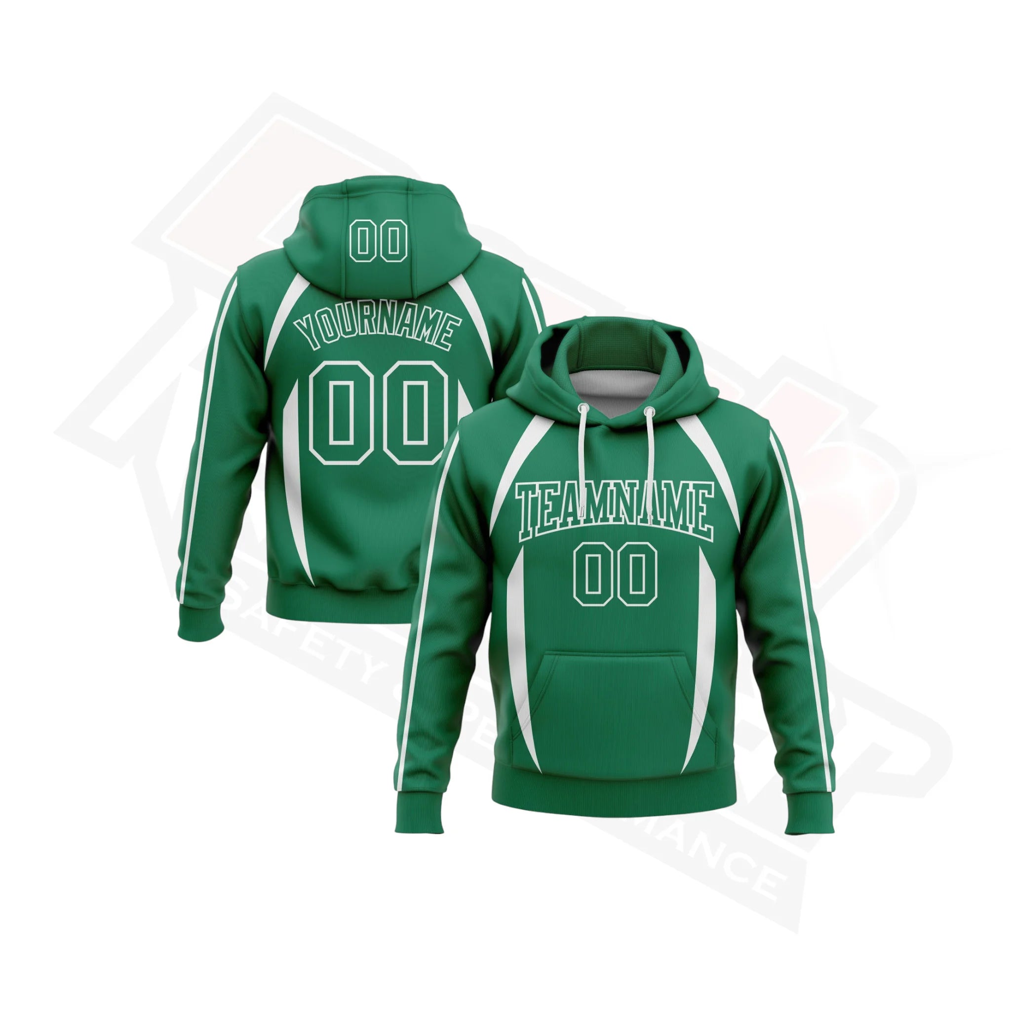 Kelly Green and White 3D Pattern Contrast Stripe Sports Hoodie