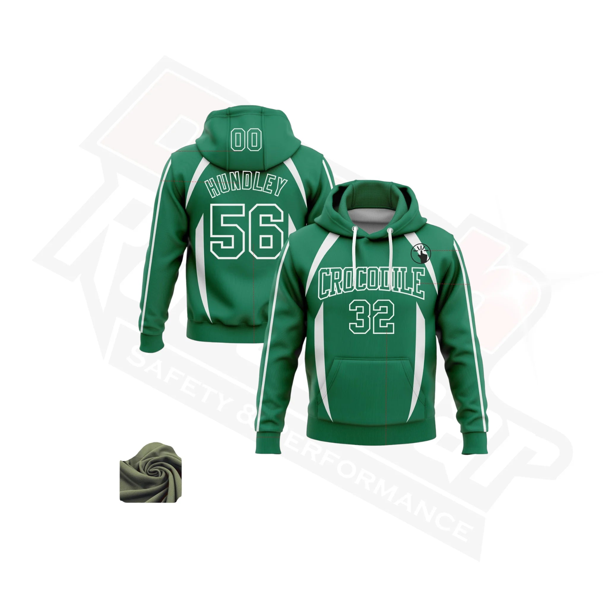 Kelly Green and White 3D Pattern Contrast Stripe Sports Hoodie