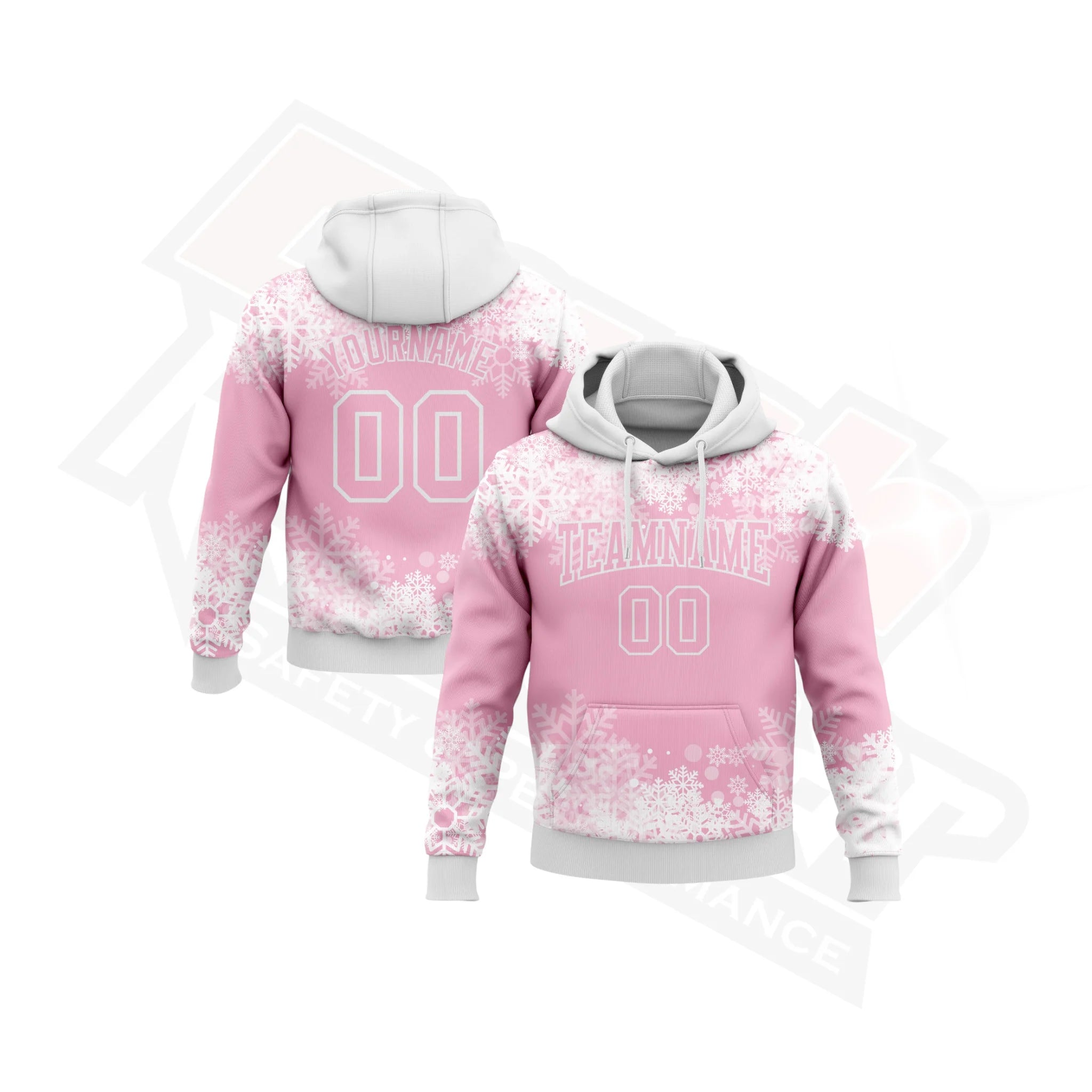 Light Pink & White 3D Christmas Snowflakes Hoodie Design