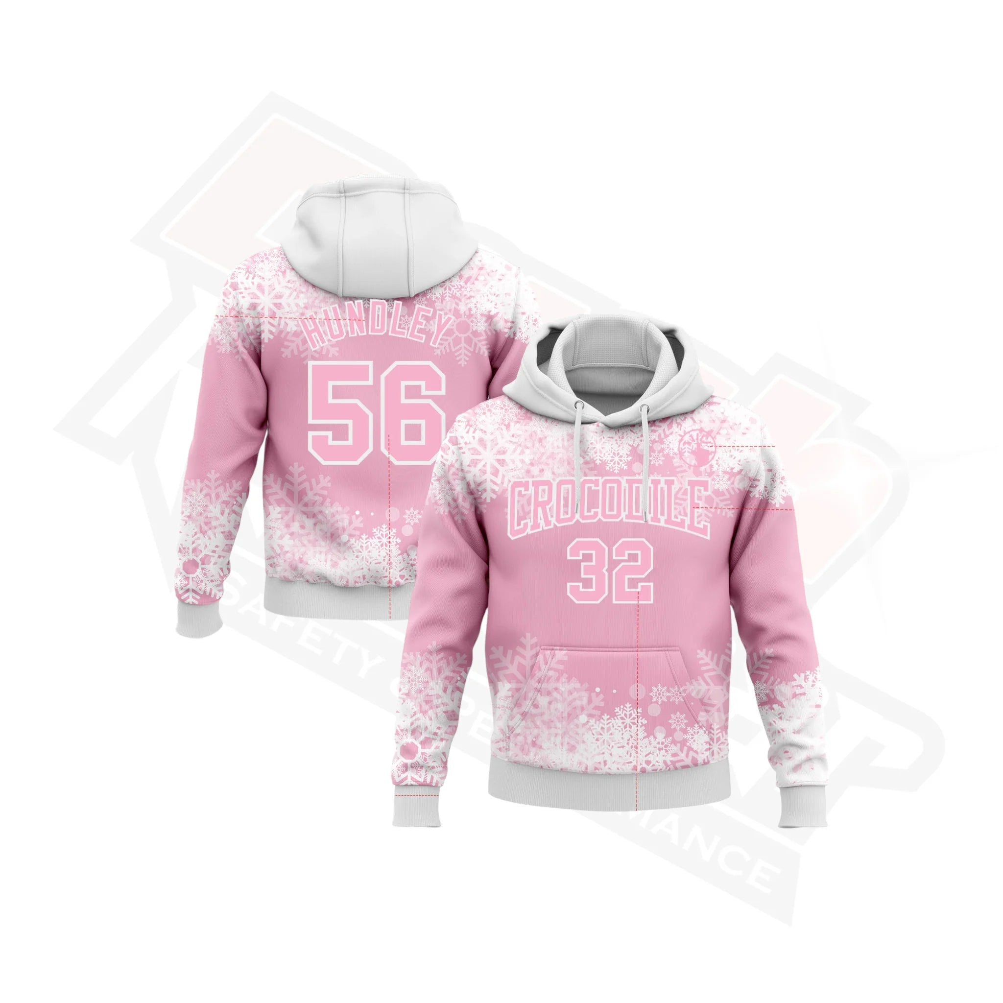 Light Pink & White 3D Christmas Snowflakes Hoodie Design