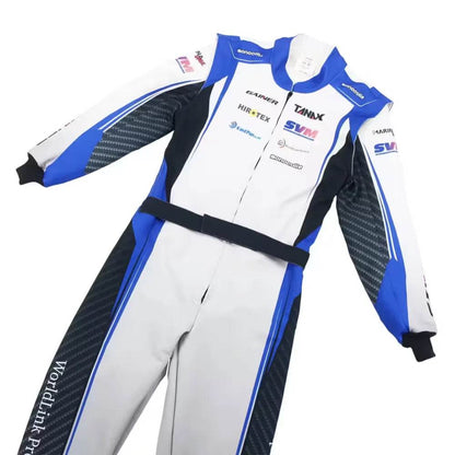 Marina Unik Carbon Blue Custom Kart Suits - Dash Racegear