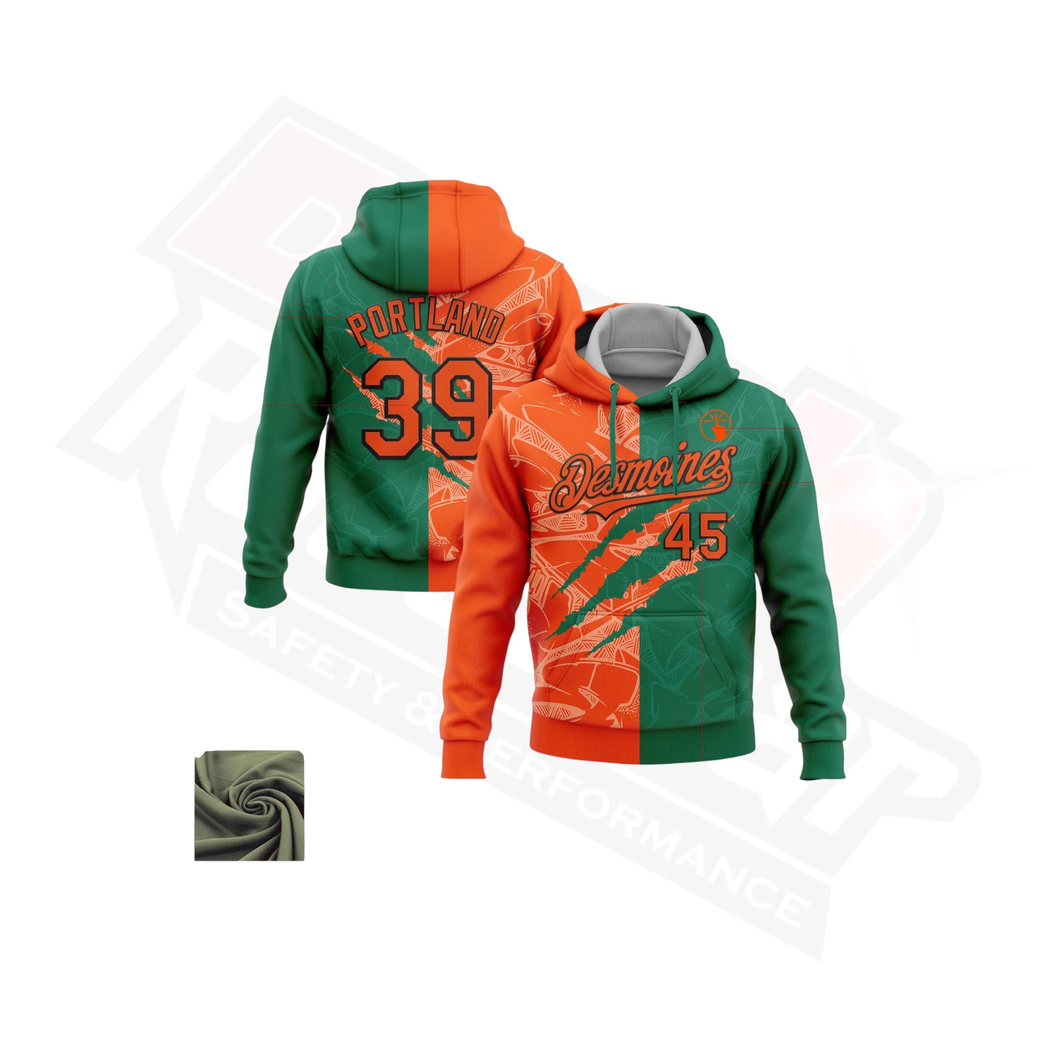 Orange & Kelly Green Graffiti 3D Scratch Sports Hoodie