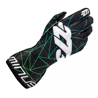 POLY EVO Black/Green/Cyan Gloves - Dash Racegear