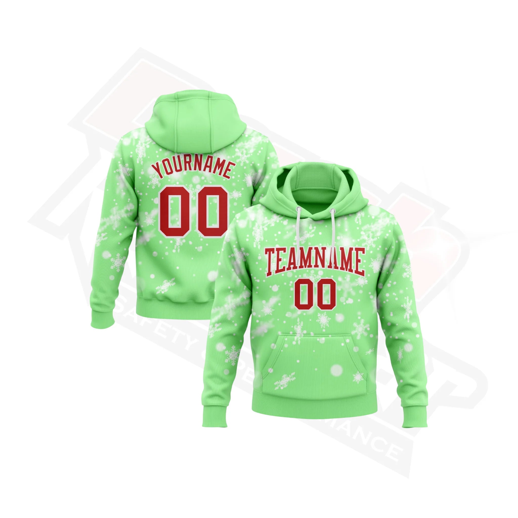 PeaGreen_Red_WhiteChristmasSnowflakes3DHoodieDesign_1.webp