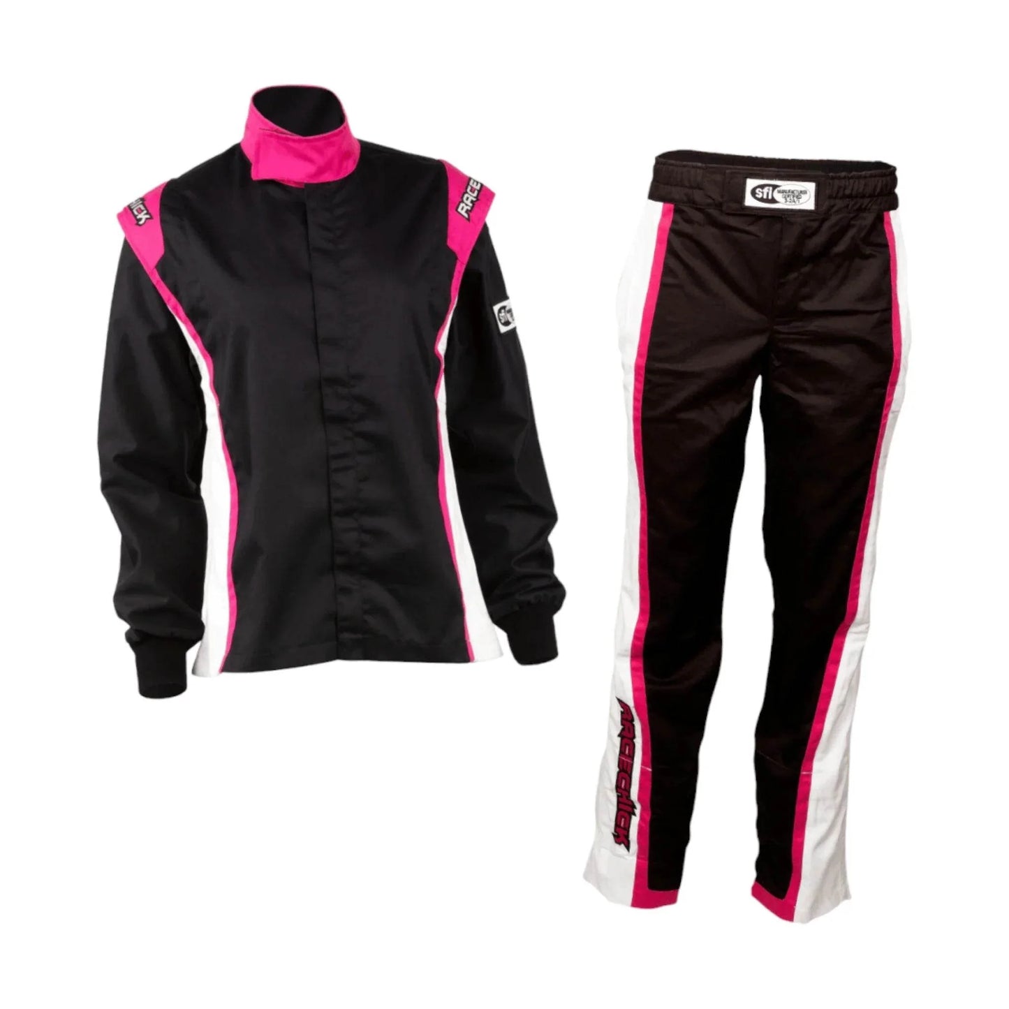 RACECHICK FIERCE TWO-PIECE WOMEN'S AUTO RACING SUIT SFI 3.2A/1 (BLACK/PINK) - Dash Racegear
