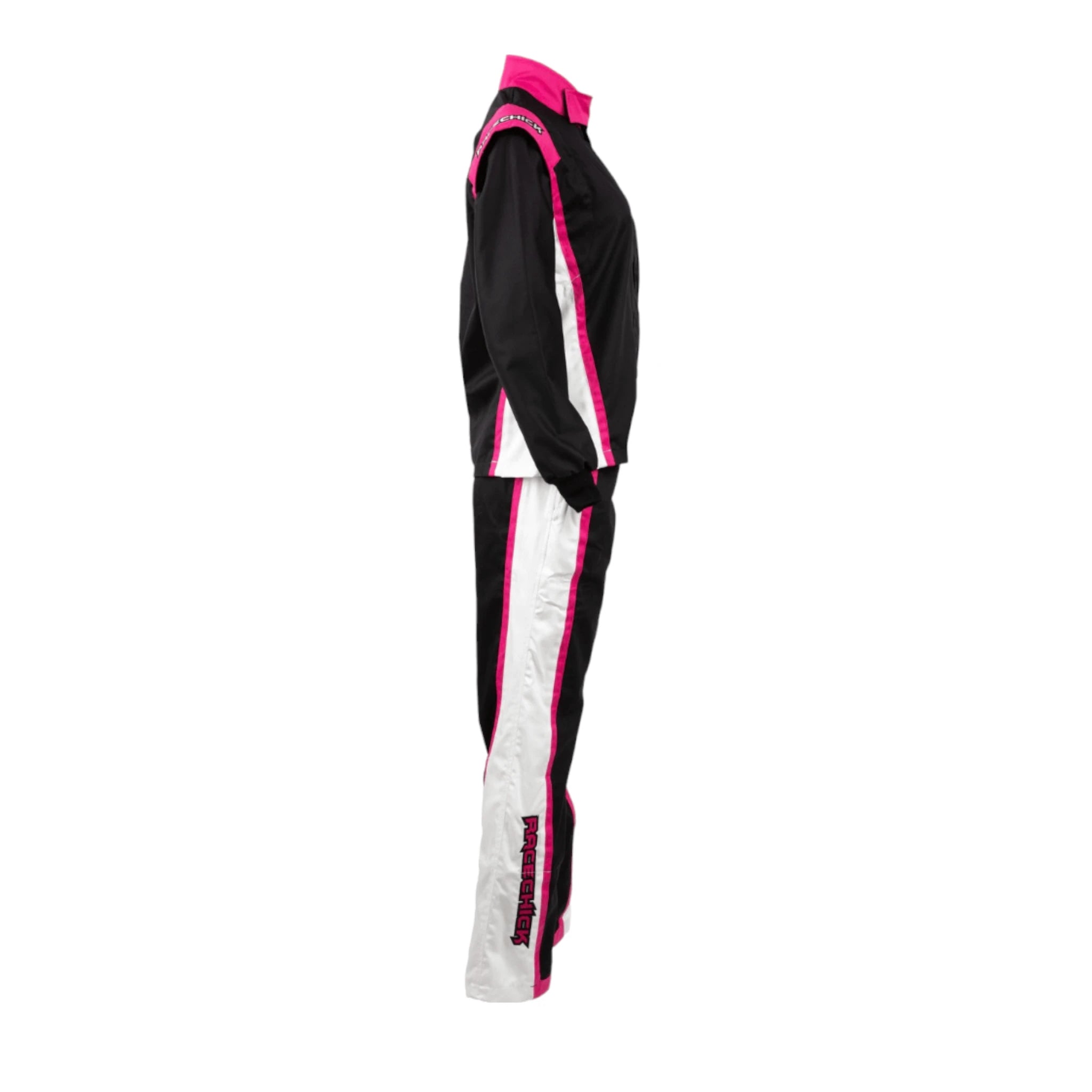 RACECHICK FIERCE TWO-PIECE WOMEN'S AUTO RACING SUIT SFI 3.2A/1 (BLACK/PINK)