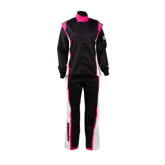 RACECHICK FIERCE TWO-PIECE WOMEN'S AUTO RACING SUIT SFI 3.2A/1 (BLACK/PINK) - Dash Racegear