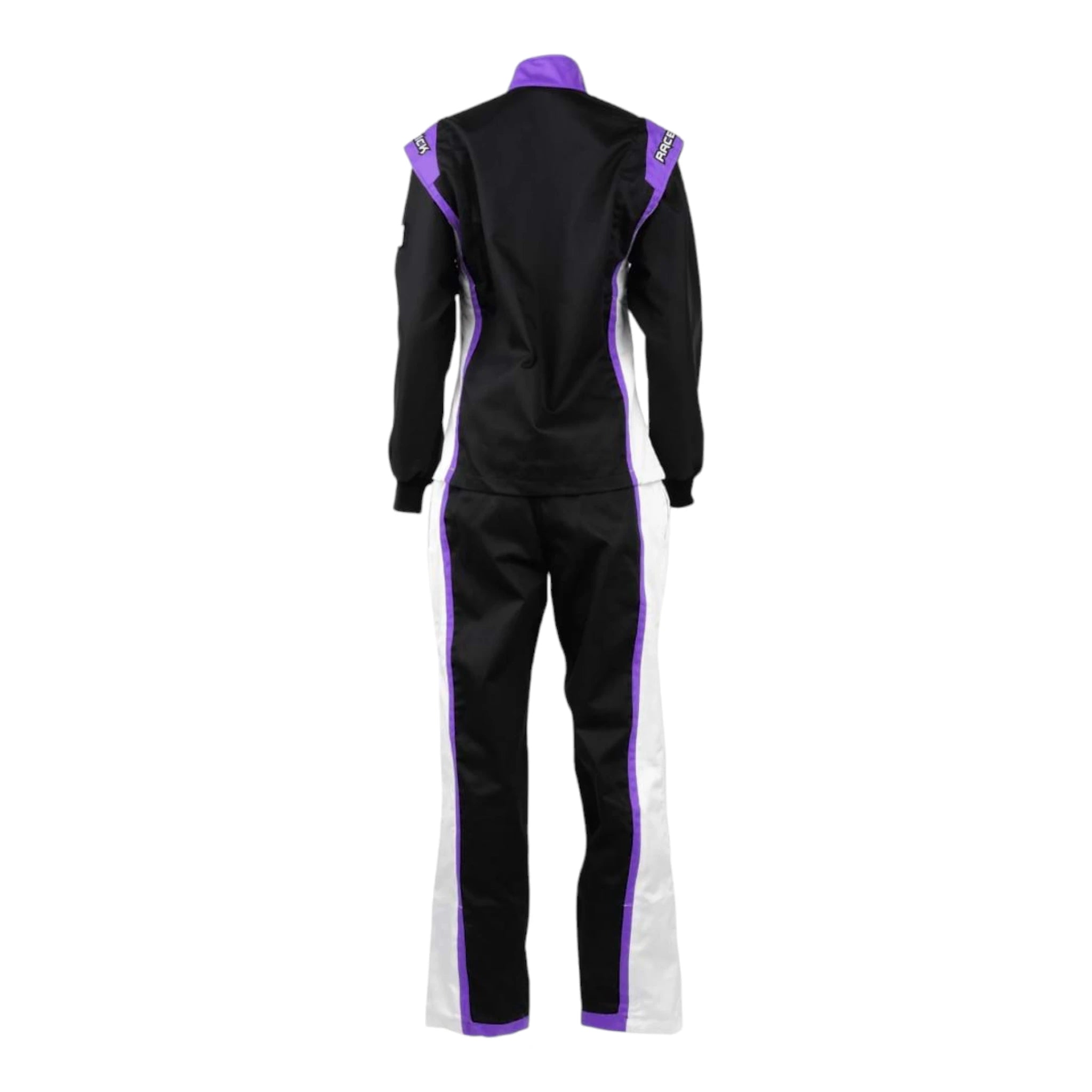 TRAJE DE CARRERAS AUTOMOTRICES DE DOS PIEZAS PARA MUJER RACECHICK FIERCE SFI 3.2A/1 (NEGRO/PÚRPURA)