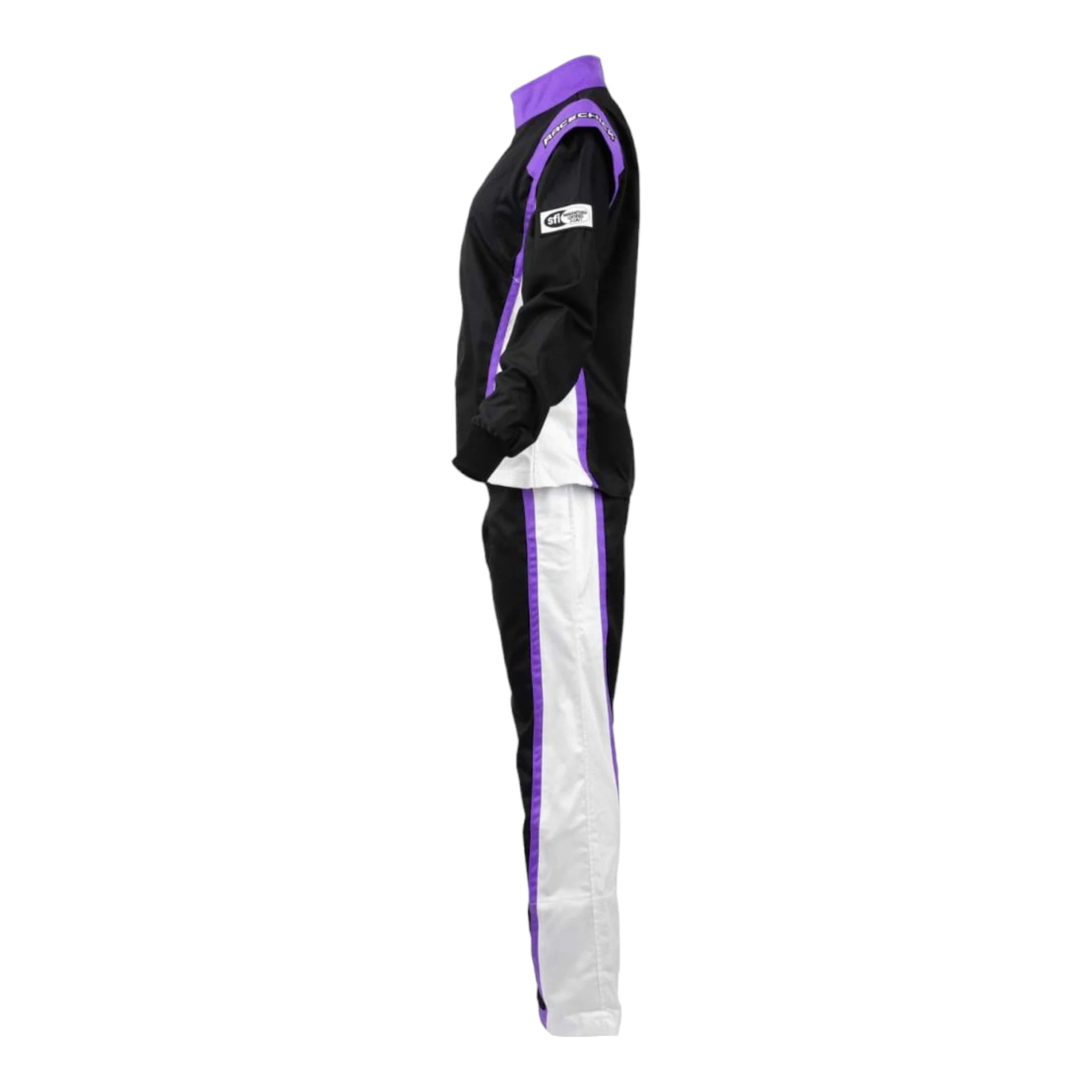 TRAJE DE CARRERAS AUTOMOTRICES DE DOS PIEZAS PARA MUJER RACECHICK FIERCE SFI 3.2A/1 (NEGRO/PÚRPURA)