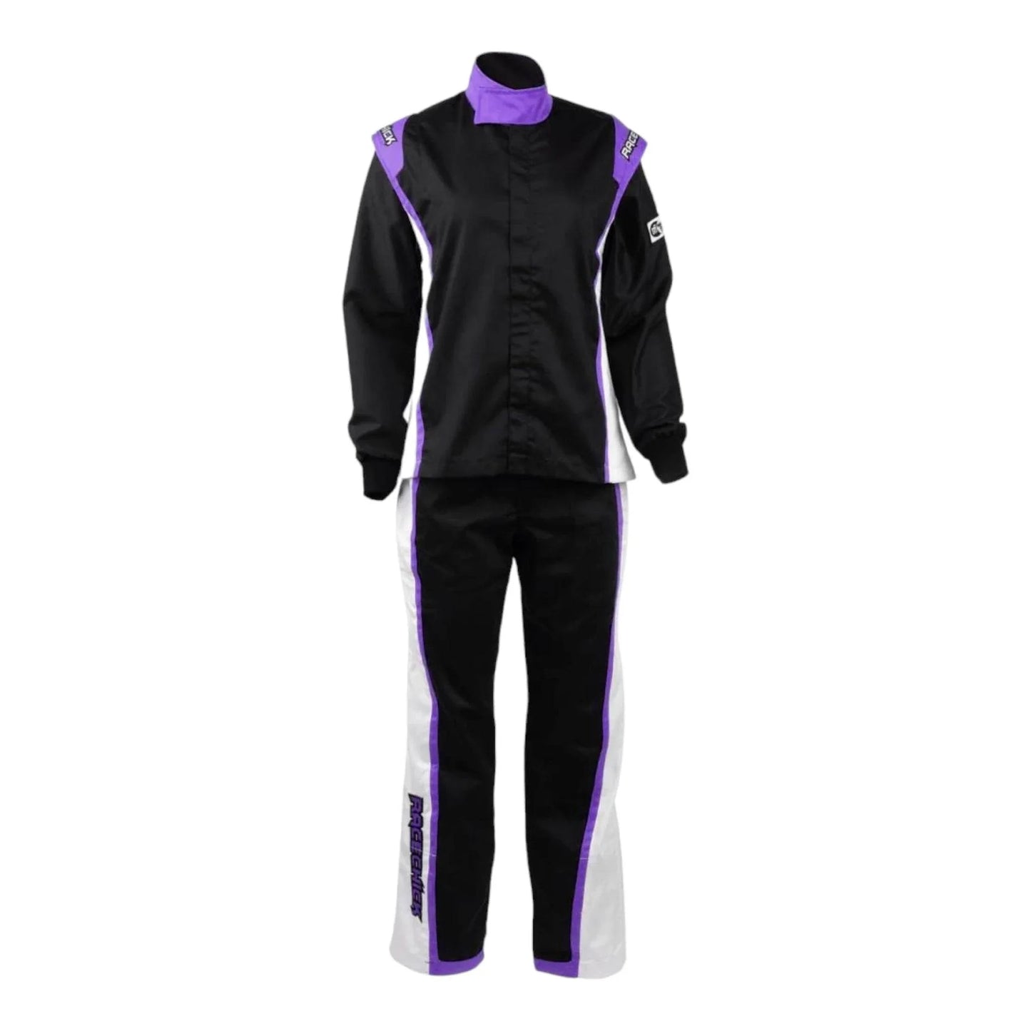 RACECHICK FIERCE TWO-PIECE WOMEN'S AUTO RACING SUIT SFI 3.2A/1 (BLACK/PURPLE) - Dash Racegear