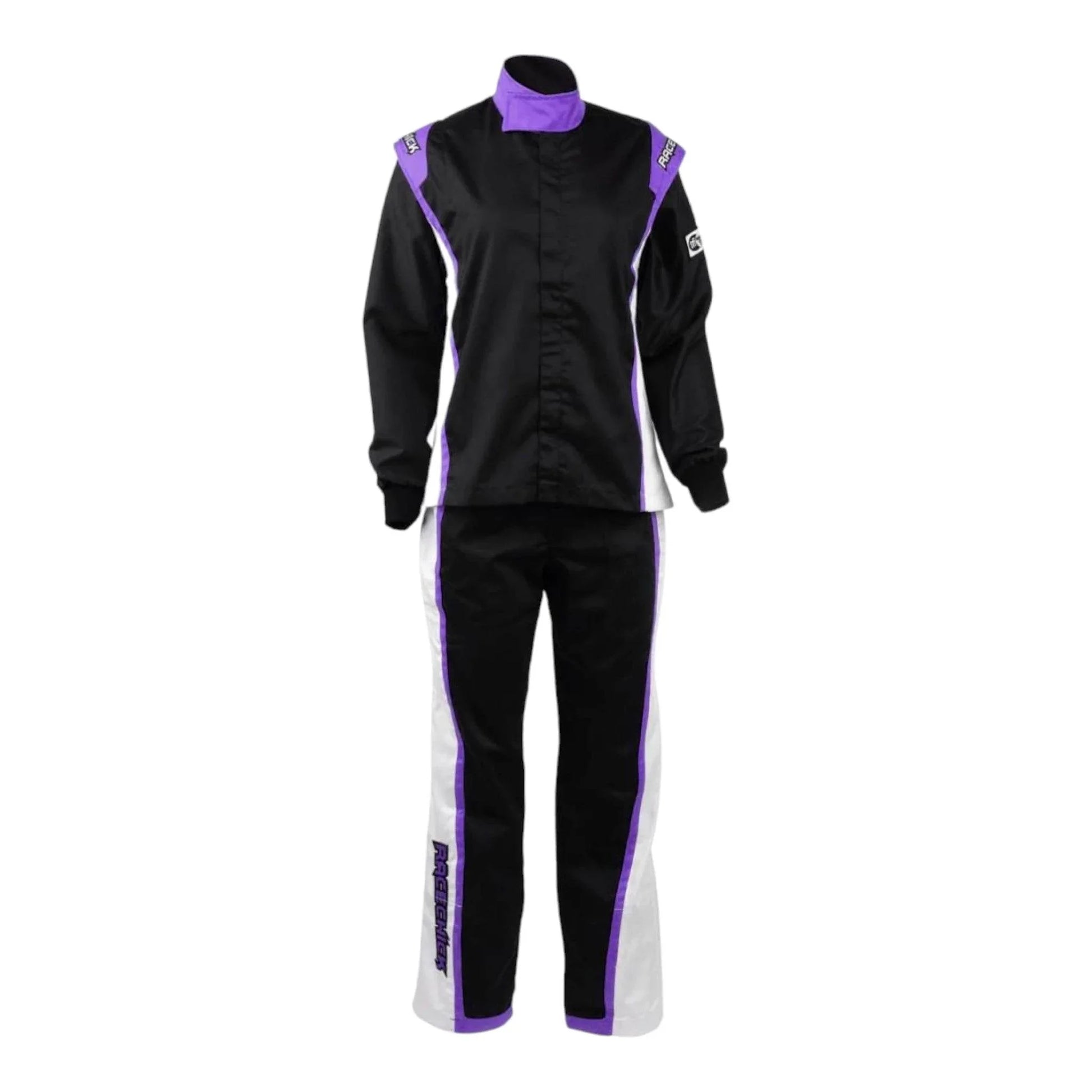 RACECHICK FIERCE TWO-PIECE WOMEN'S AUTO RACING SUIT SFI 3.2A/1 (BLACK/PURPLE) - Dash Racegear