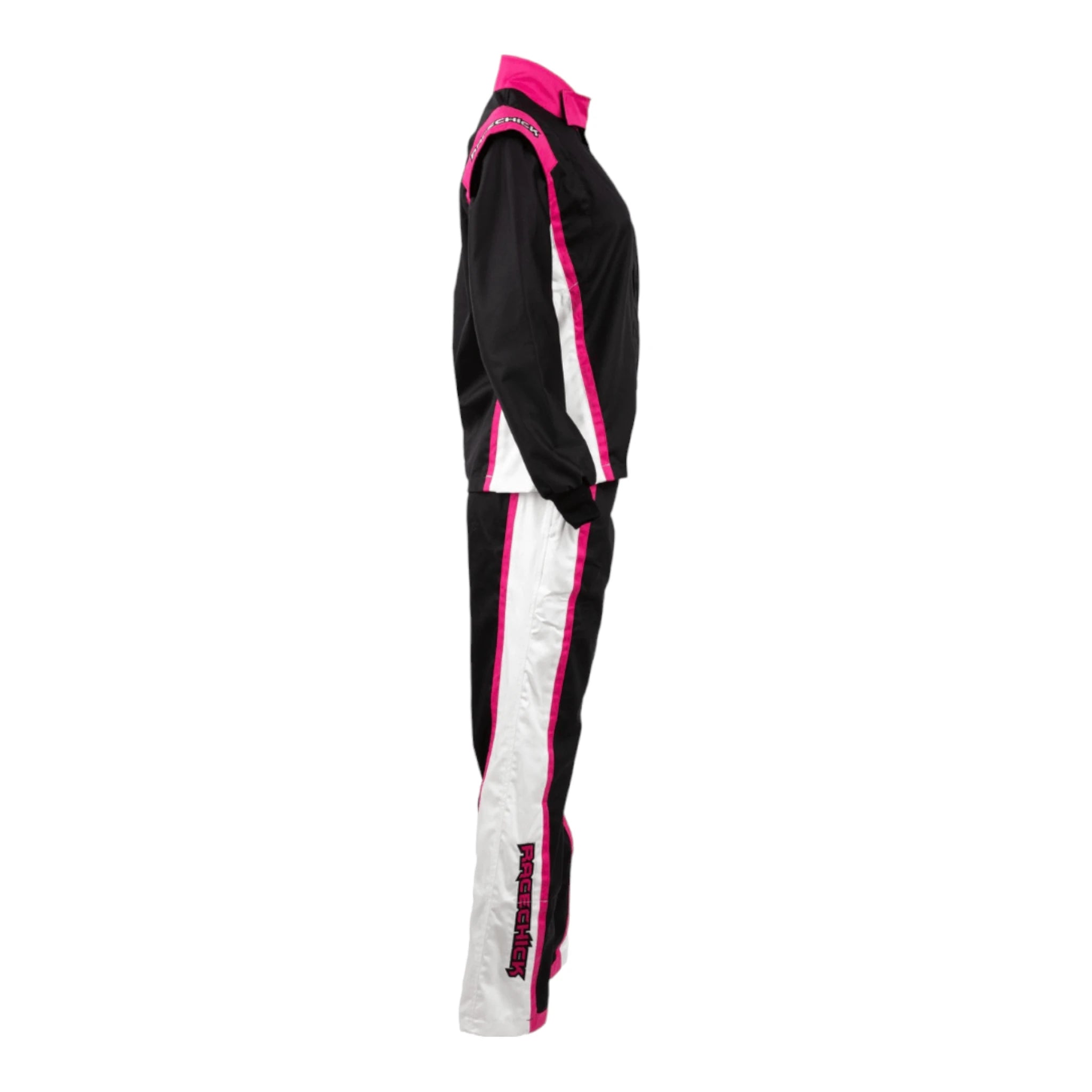 RACECHICK FIERCE TWO-PIECE WOMEN'S AUTO RACING SUIT SFI 3.2A/5 (BLACK/PINK)