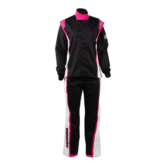 RACECHICK FIERCE TWO-PIECE WOMEN'S AUTO RACING SUIT SFI 3.2A/5 (BLACK/PINK) - Dash Racegear