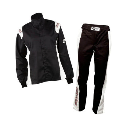 RACECHICK FIERCE TWO-PIECE WOMEN'S AUTO RACING SUIT SFI 3.2A/5 (BLACK/WHITE) - Dash Racegear