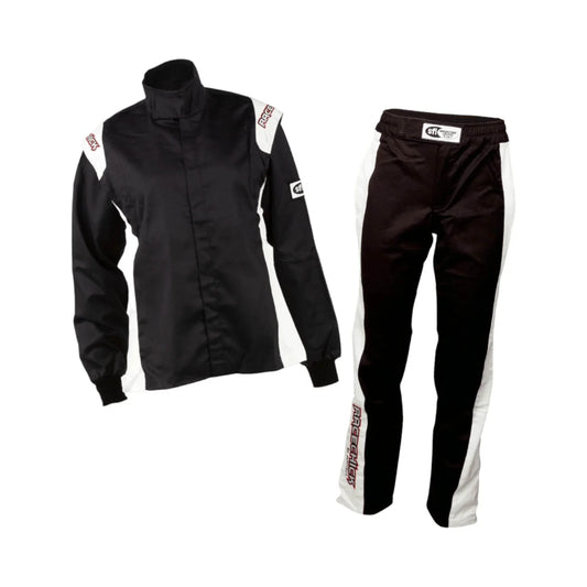 RACECHICK FIERCE TWO-PIECE WOMEN'S AUTO RACING SUIT SFI 3.2A/5 (BLACK/WHITE) - Dash Racegear