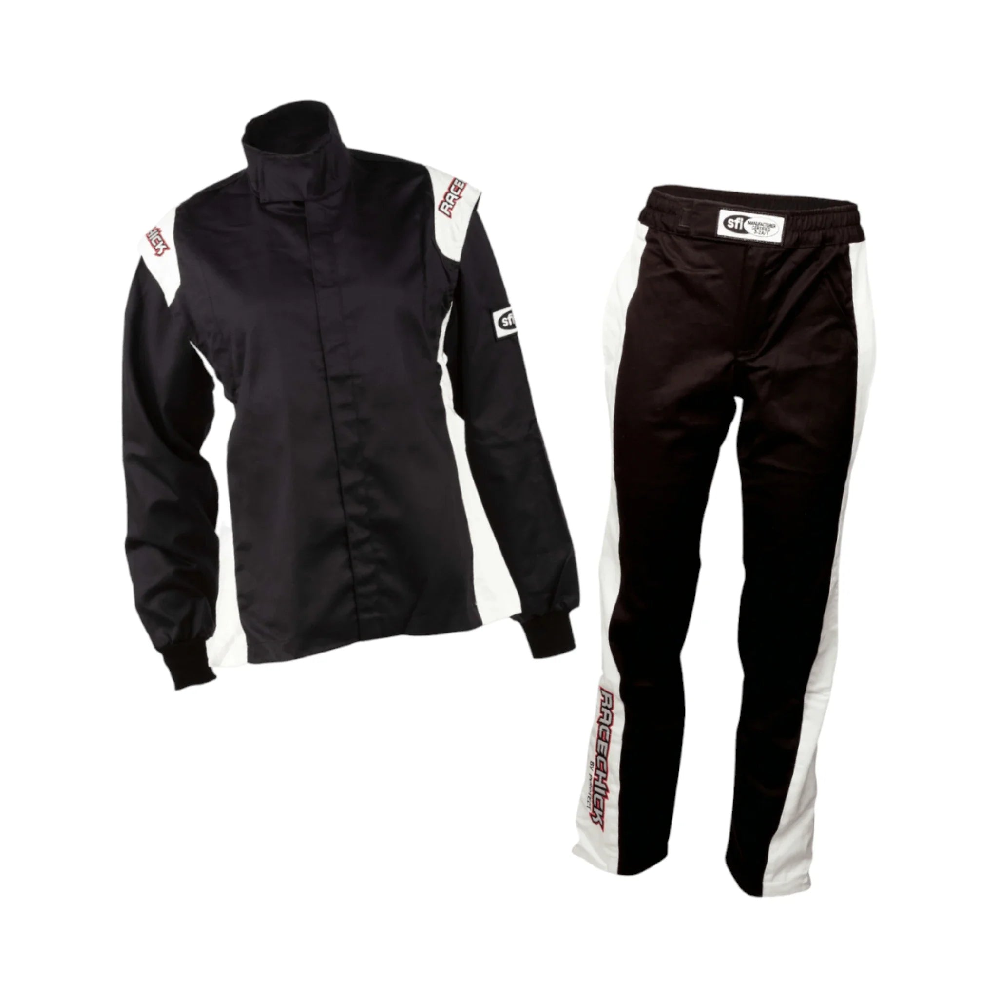 RACECHICK FIERCE TWO-PIECE WOMEN'S AUTO RACING SUIT SFI 3.2A/5 (BLACK/WHITE) - Dash Racegear
