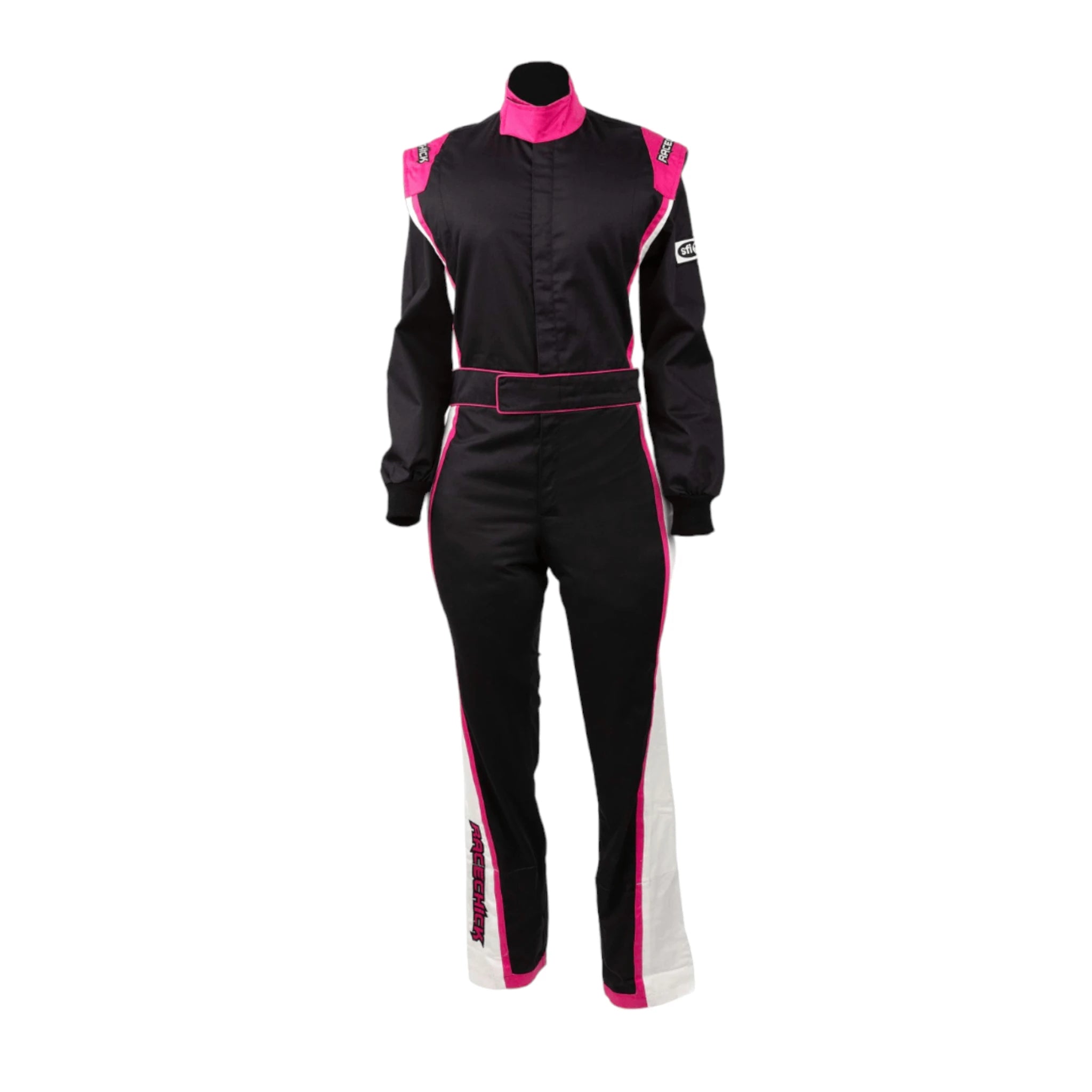 TRAJE DE CARRERAS AUTOMOTRICES PARA MUJERES RACECHICK FIERCE SFI 3.2A/1 (NEGRO/ROSA)