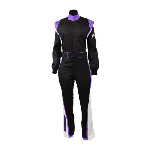 RACECHICK FIERCE WOMEN'S AUTO RACING SUIT SFI 3.2A/1 (BLACK/PURPLE) - Dash Racegear