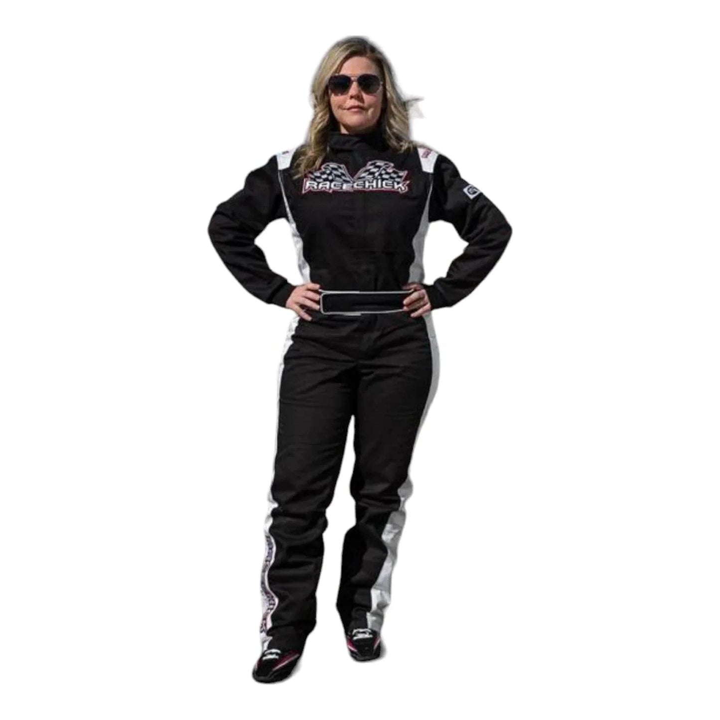 RACECHICK FIERCE WOMEN'S AUTO RACING SUIT SFI 3.2A/1 (BLACK/WHITE) - Dash Racegear