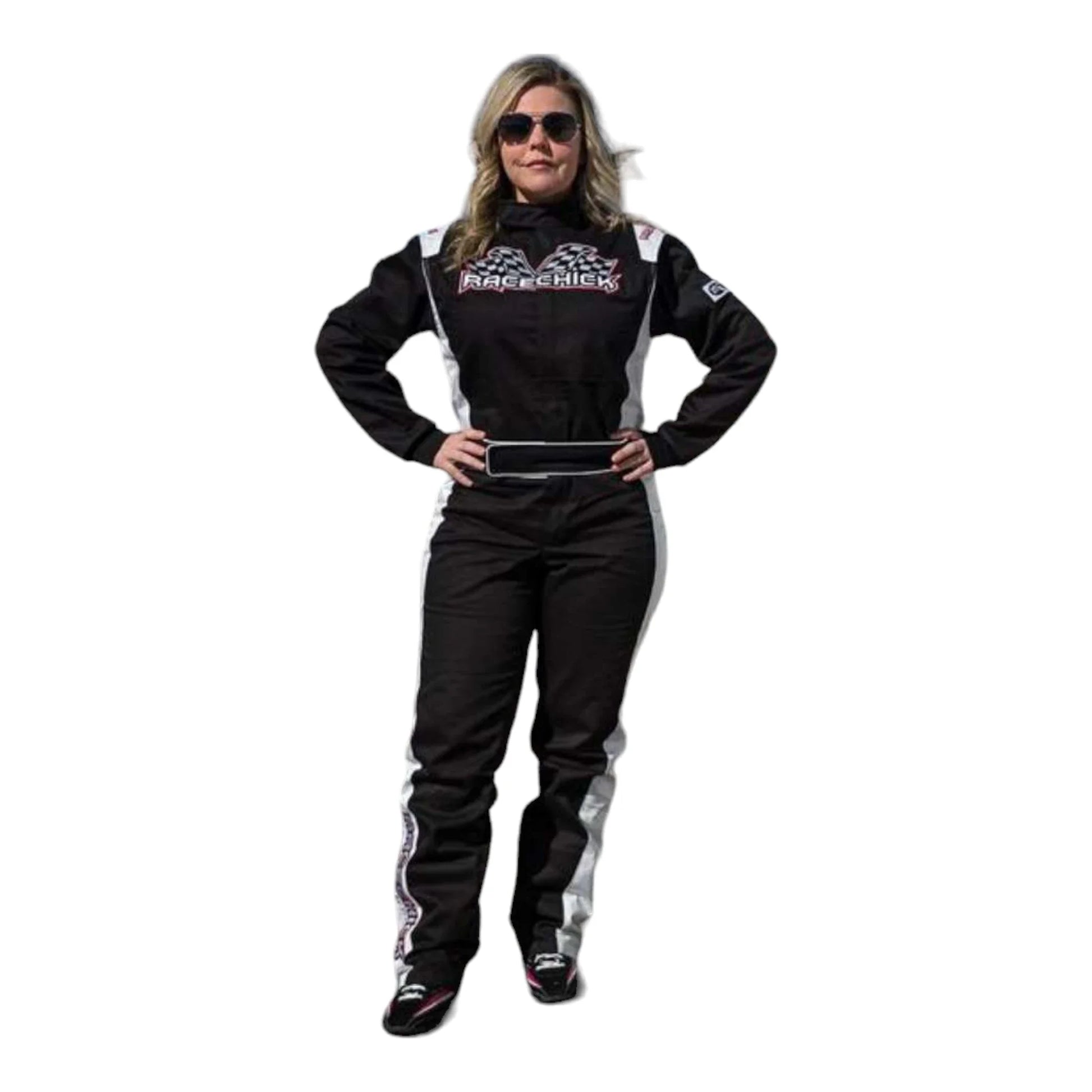 RACECHICK FIERCE WOMEN'S AUTO RACING SUIT SFI 3.2A/1 (BLACK/WHITE) - Dash Racegear