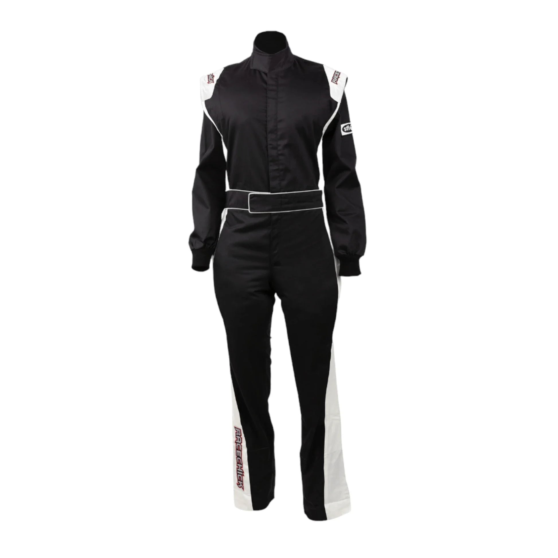 RACECHICK FIERCE WOMEN'S AUTO RACING SUIT SFI 3.2A/1 (BLACK/WHITE) - Dash Racegear