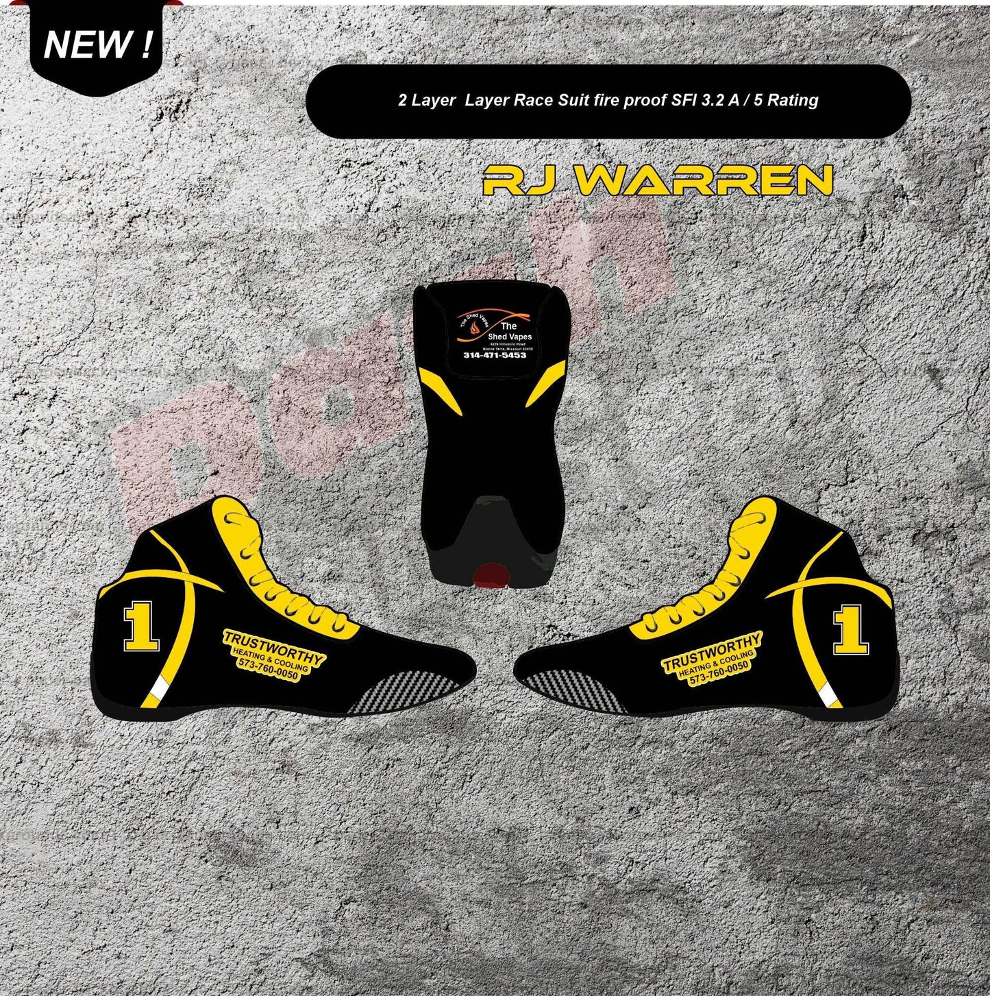Randy Warren Customized Race Suit , Shoes & Gloves - Dash Racegear