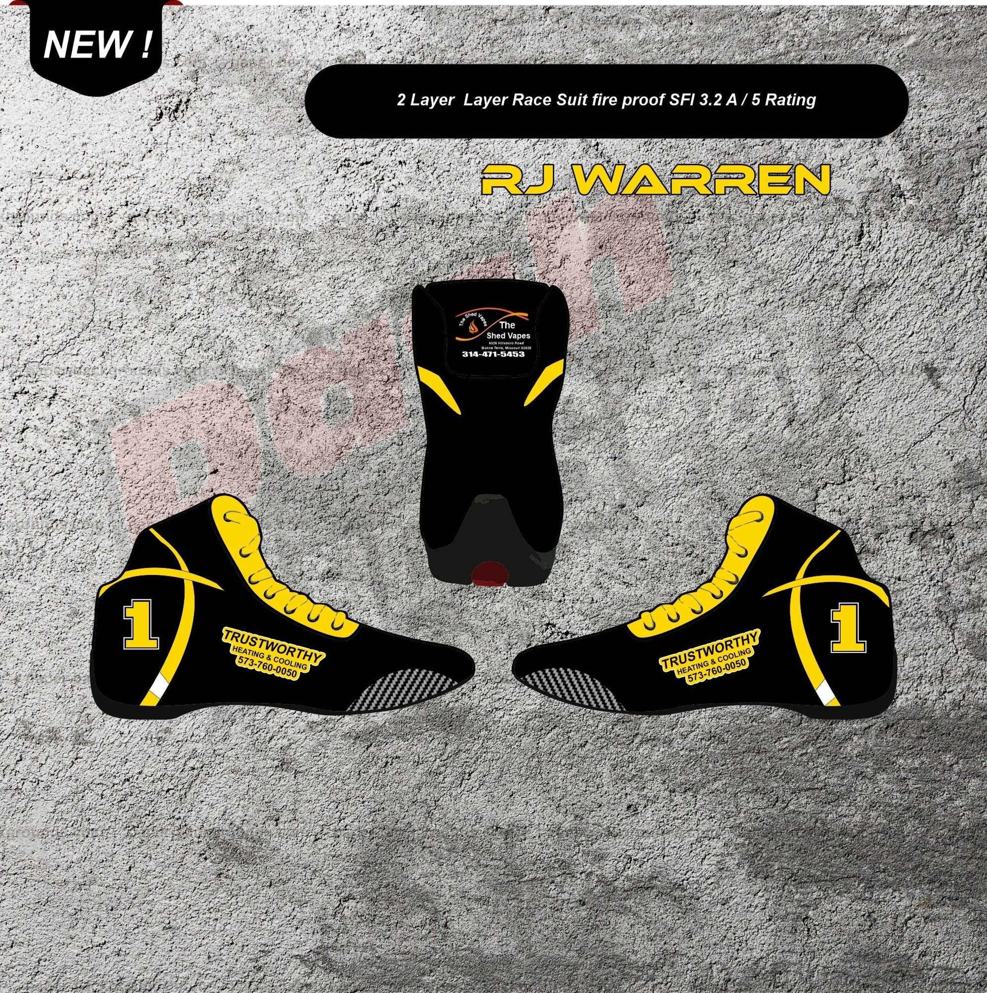 Randy Warren Customized Race Suit , Shoes & Gloves - Dash Racegear