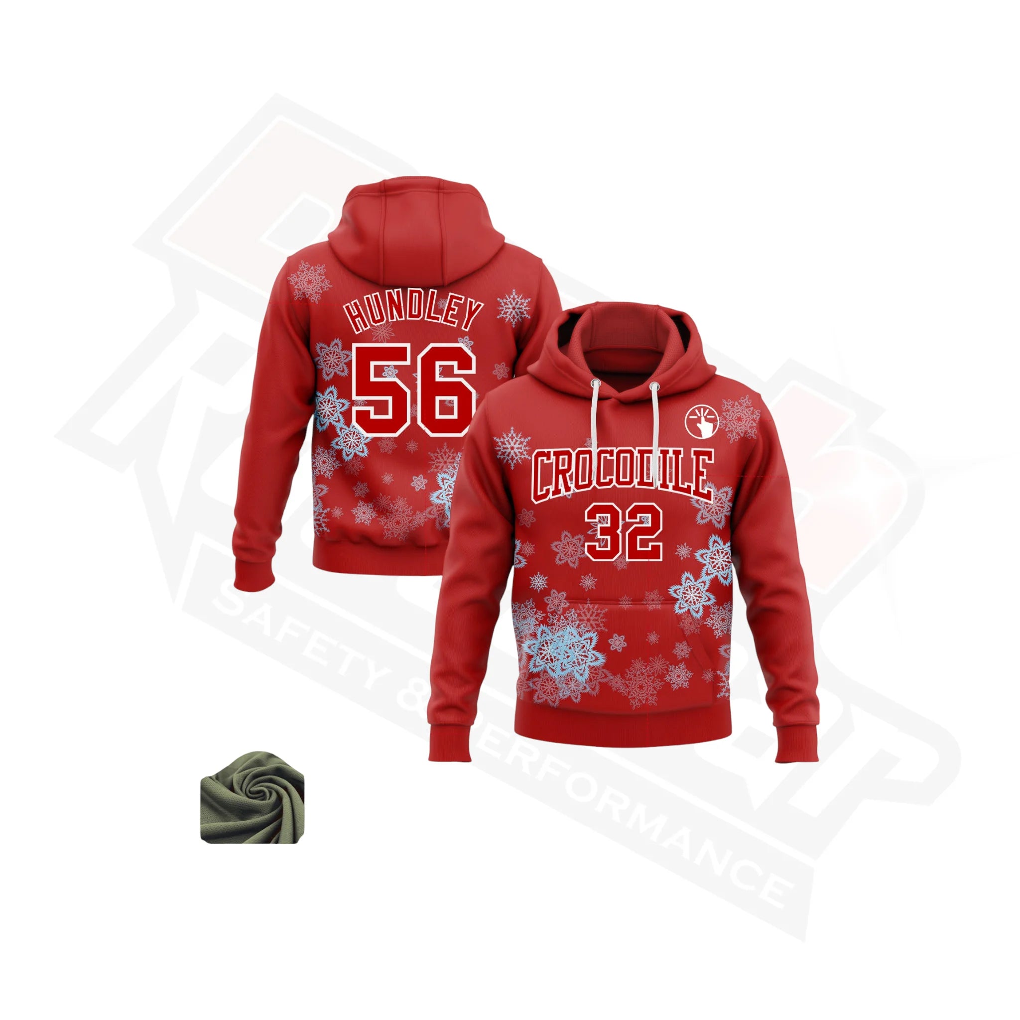 Red & White Christmas Snowflakes 3D Hoodie with Custom Stitching