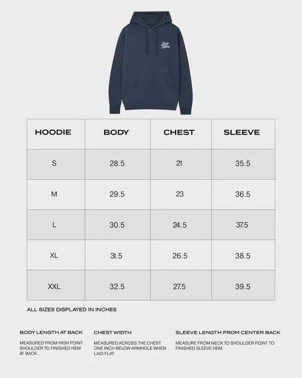 SCRIPT PETROL BLUE HOODIE - Dash Racegear