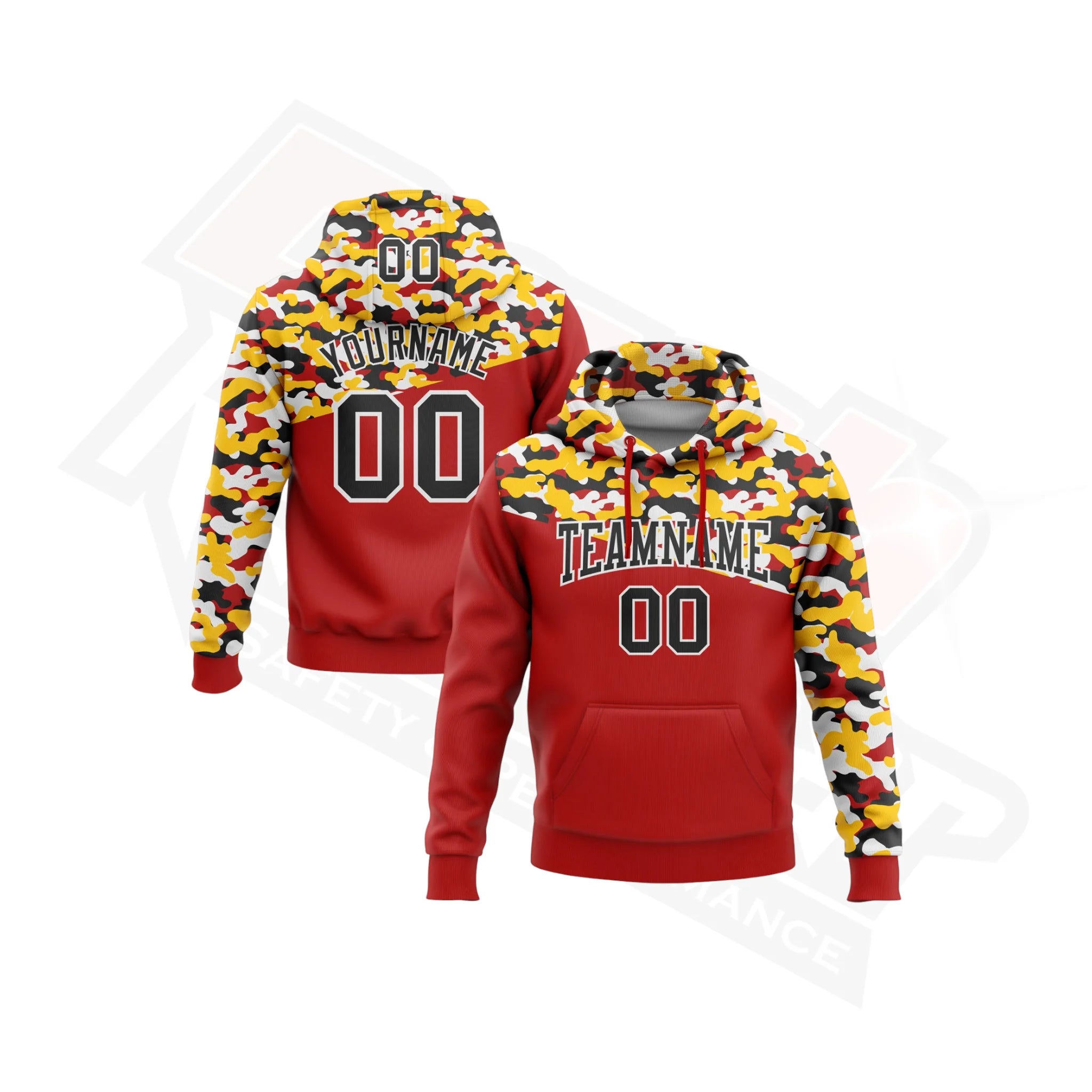 Salute to Service Custom Camo Black Red Yellow & Black Hoodie