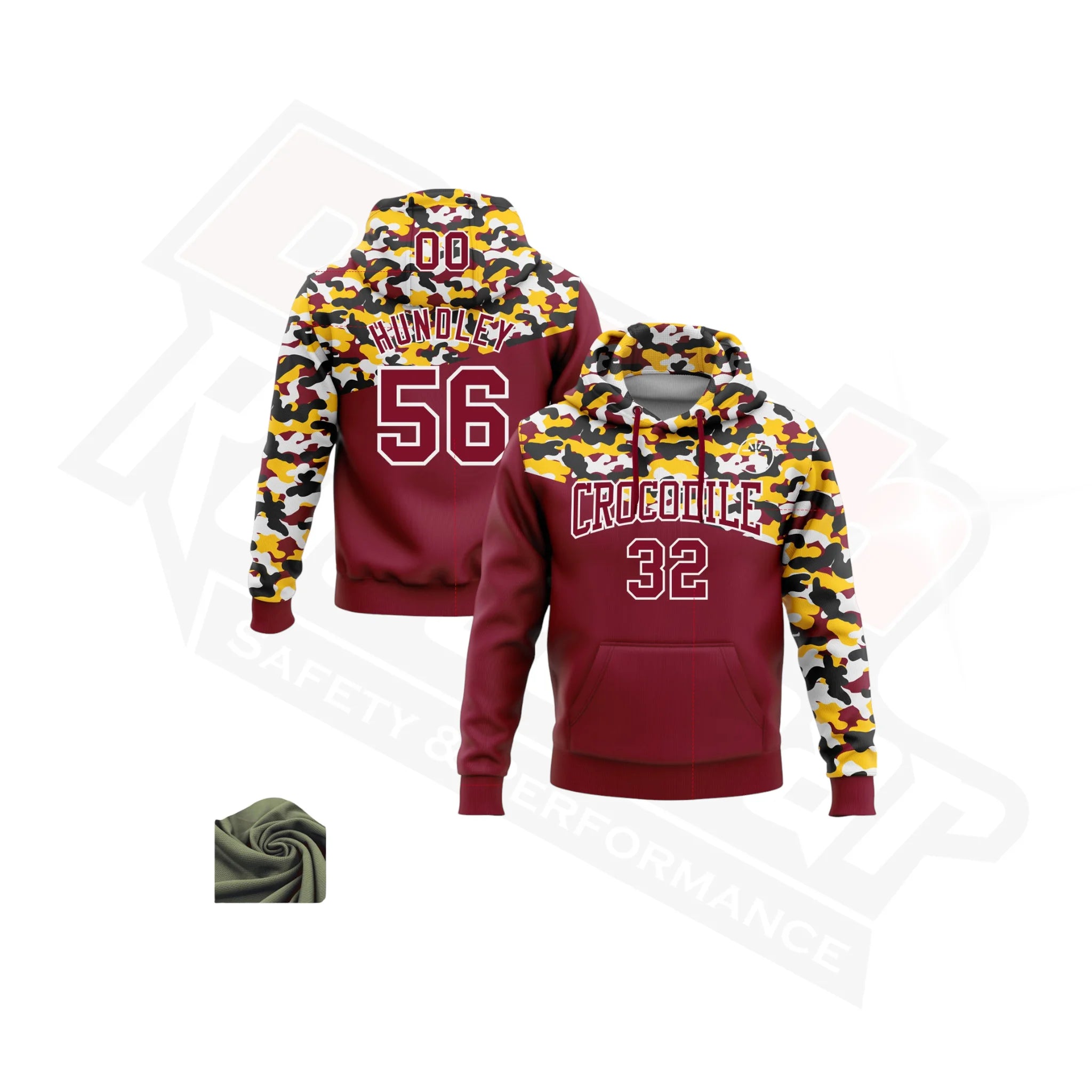 Salute to Service Custom Hoodie in Camo Crimson Black & Yellow