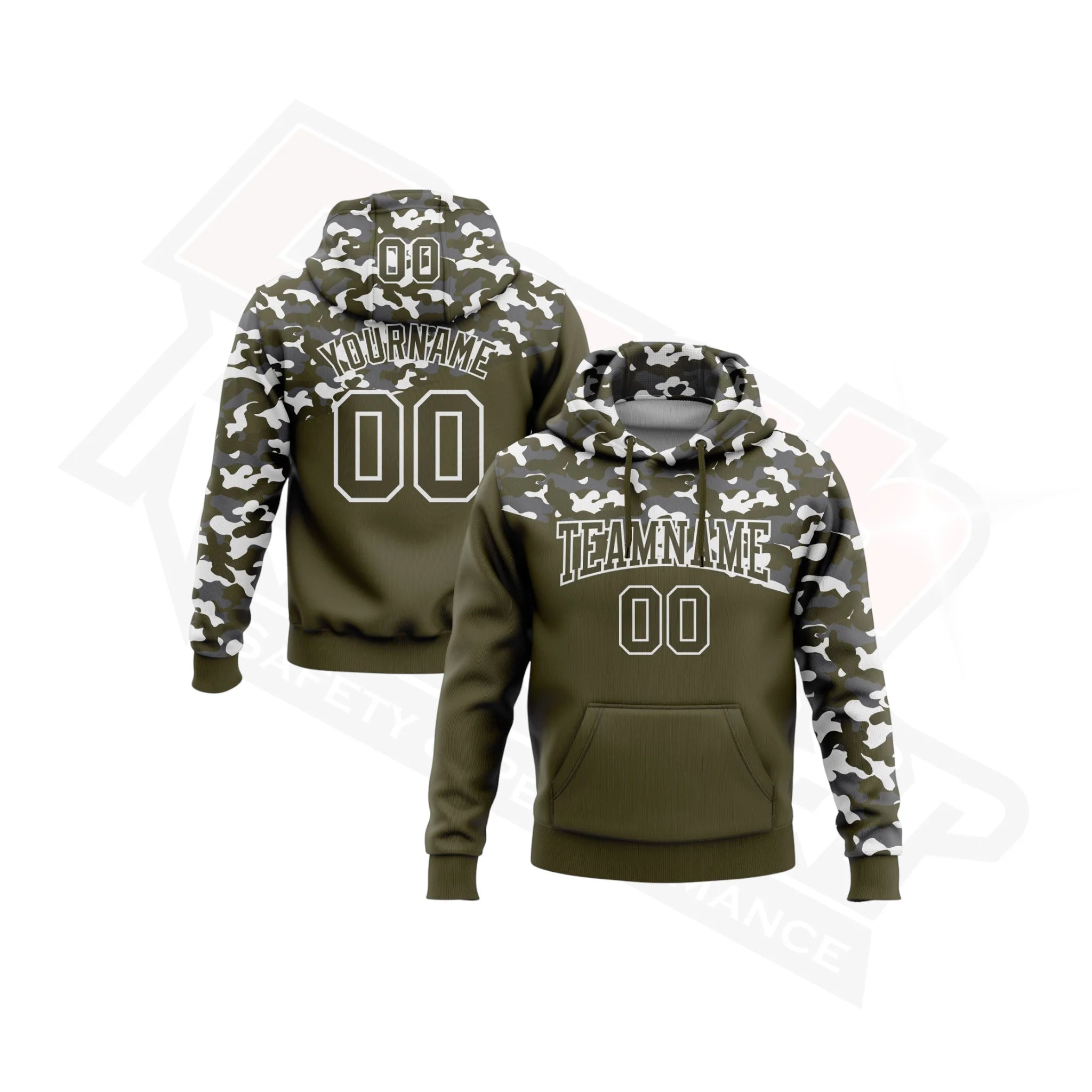 Salute to Service Hoodie in Camo Olive & Steel Gray 3D Design