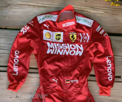 Sebastian Vettel Ferrari Mission Winnow F1 Embroidered Racing Suit - Dash Racegear