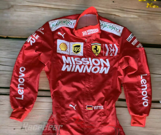 Sebastian Vettel Ferrari Mission Winnow F1 Embroidered Racing Suit - Dash Racegear
