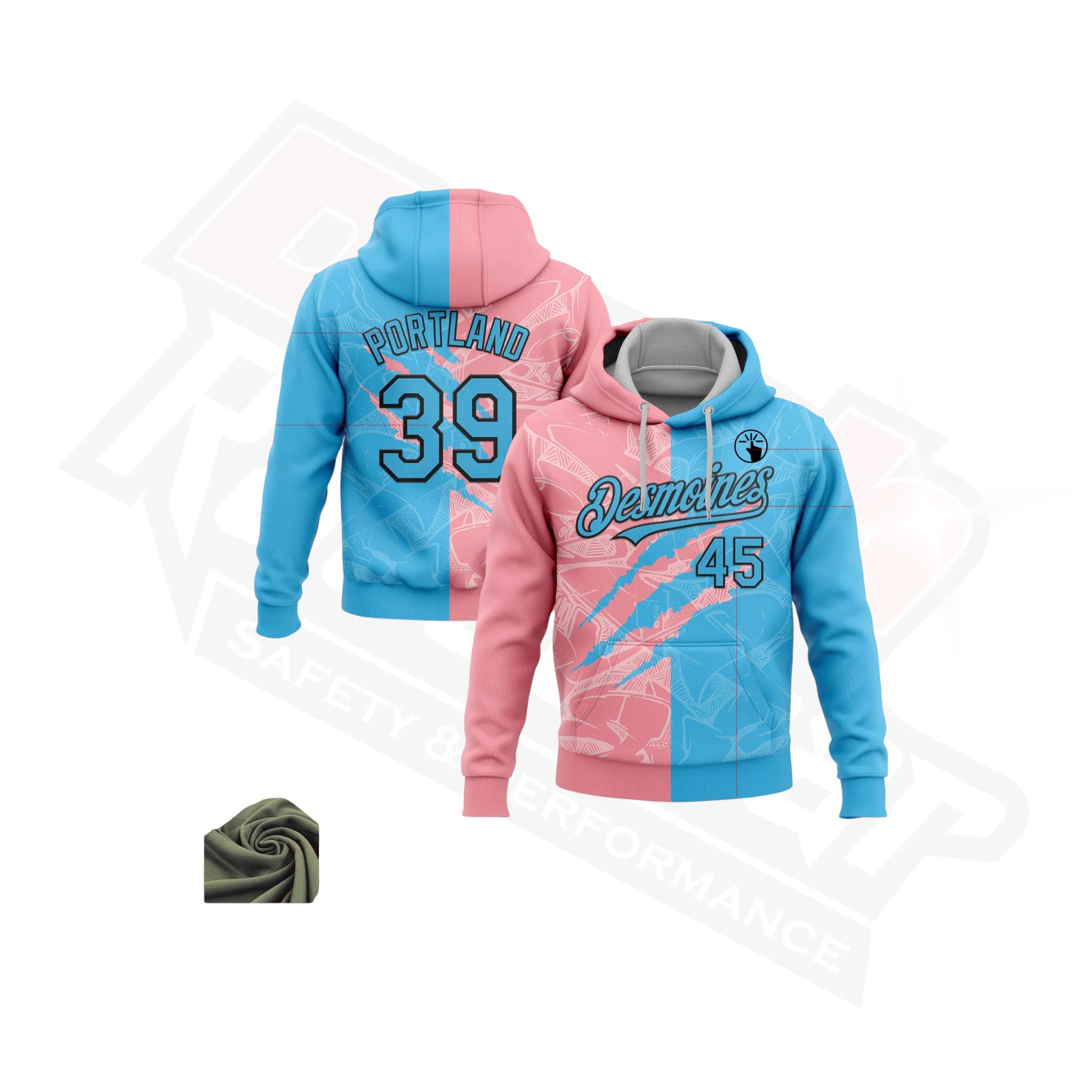 Sky Blue & Medium Pink Graffiti 3D Scratch Hoodie