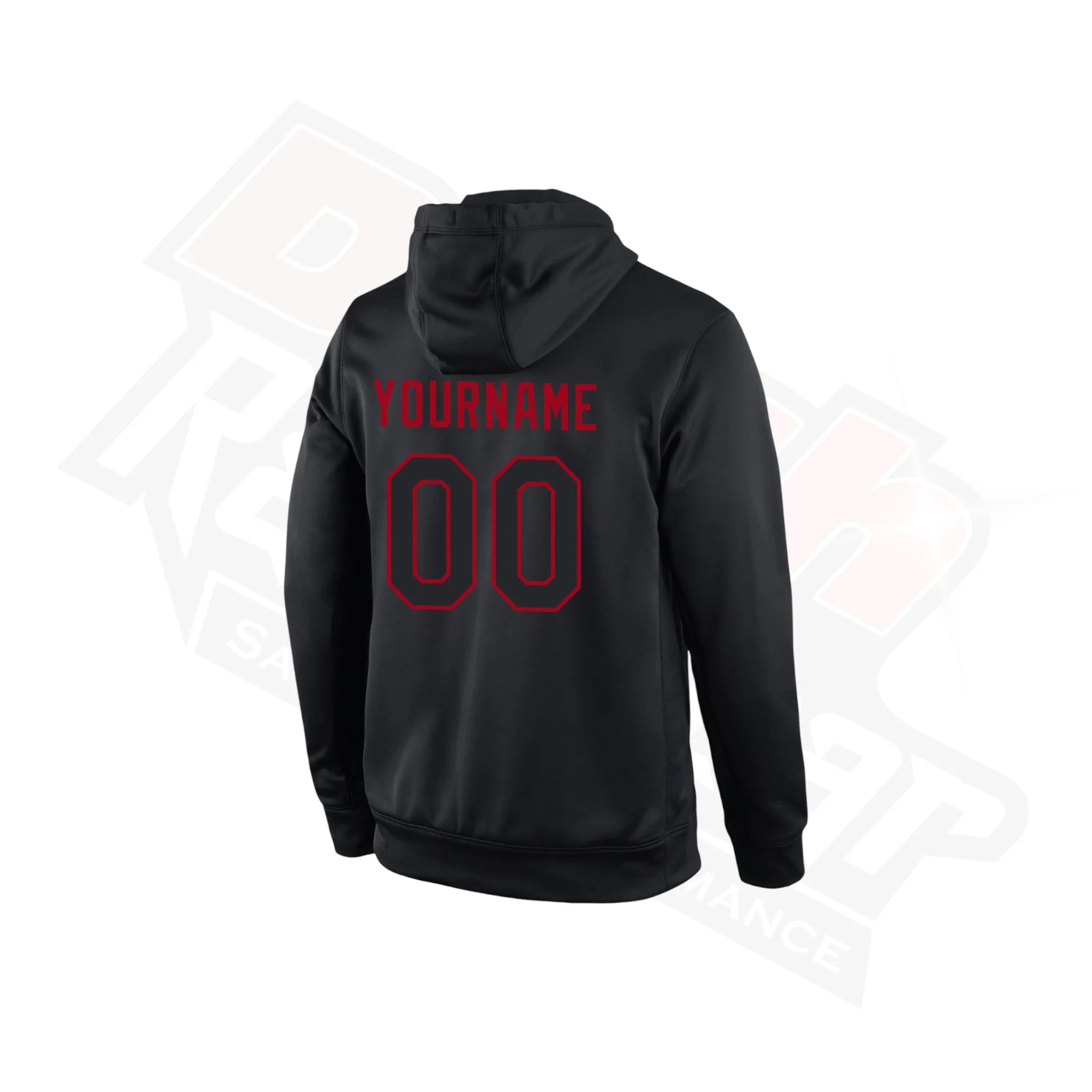 Striking Black and Black-Red Custom Sports Pullover Hoodie